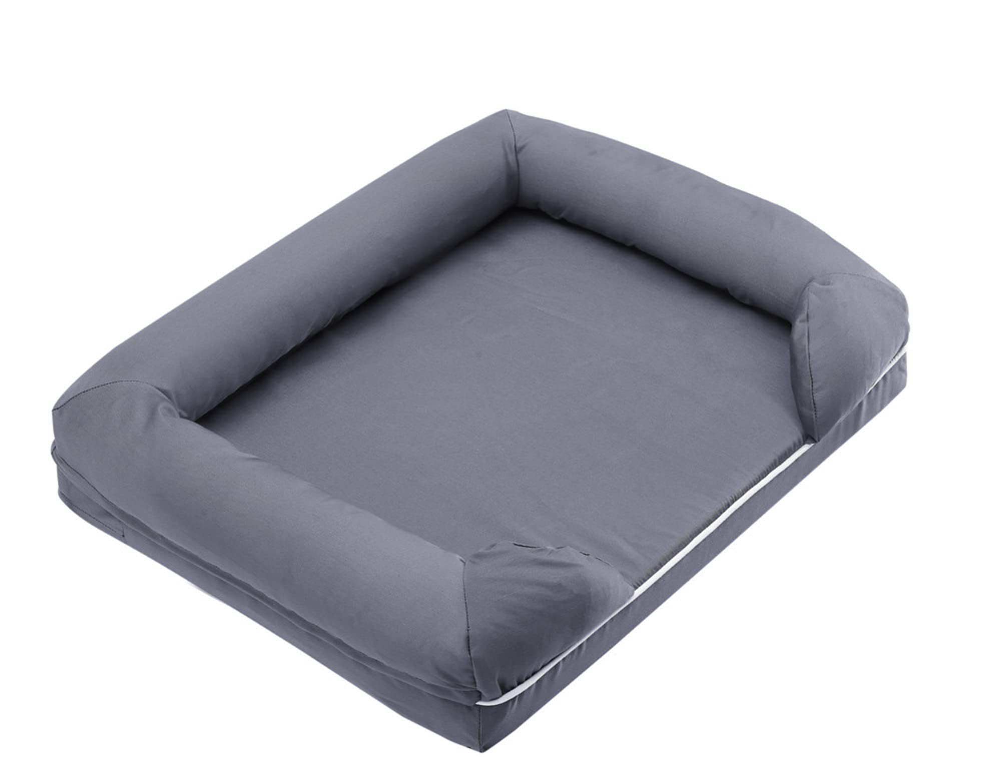 Ruff N Roo Xlarge Waterproof Bolster Cotton And Memory Foam Dog Bed With Non-Slip Bottom, Multiple Sizes