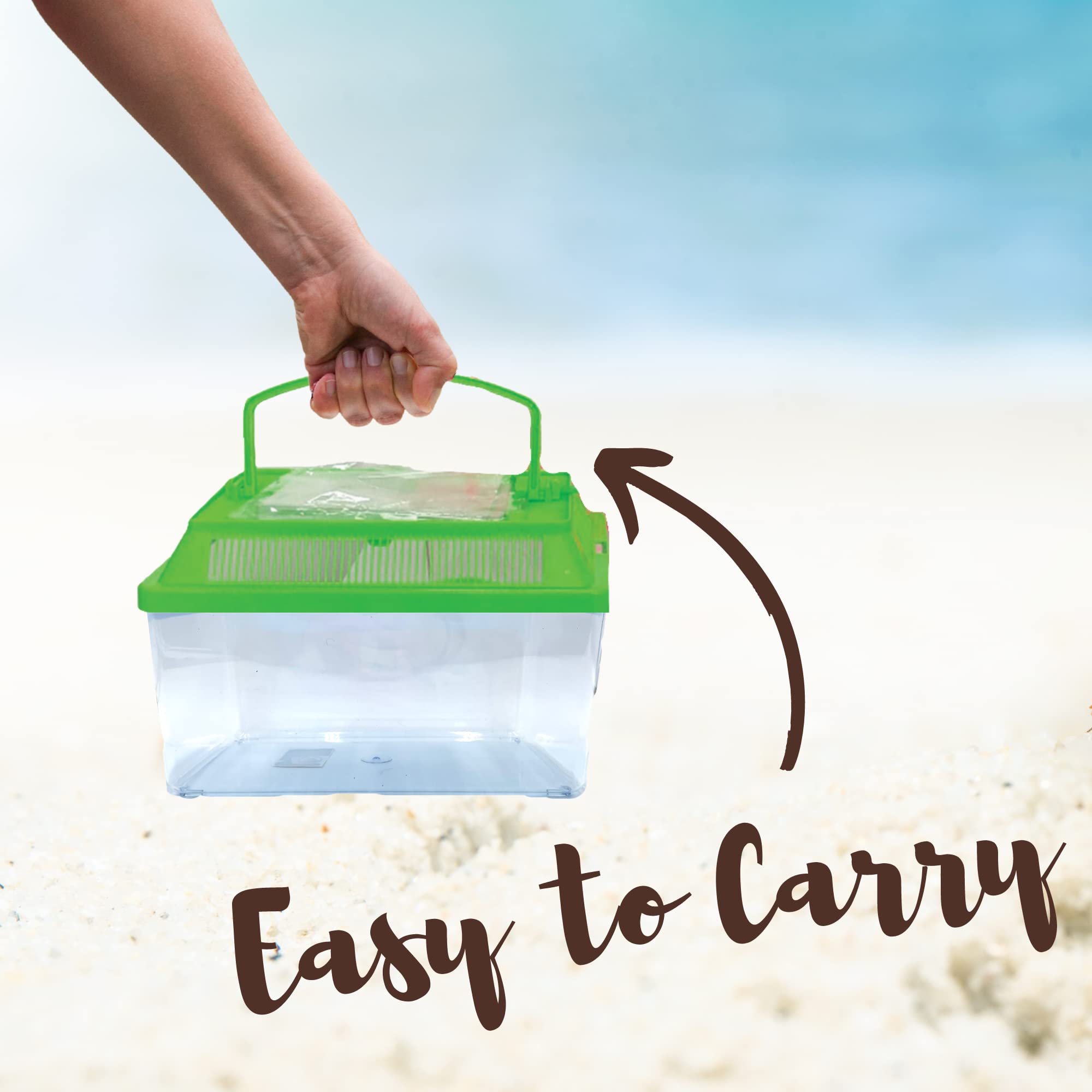 Needzo Hermit Crab Tank With Carrier Handles, Plastic Terrariums For Reptiles, Crabs, Lizards, And More, 12.5 Inches