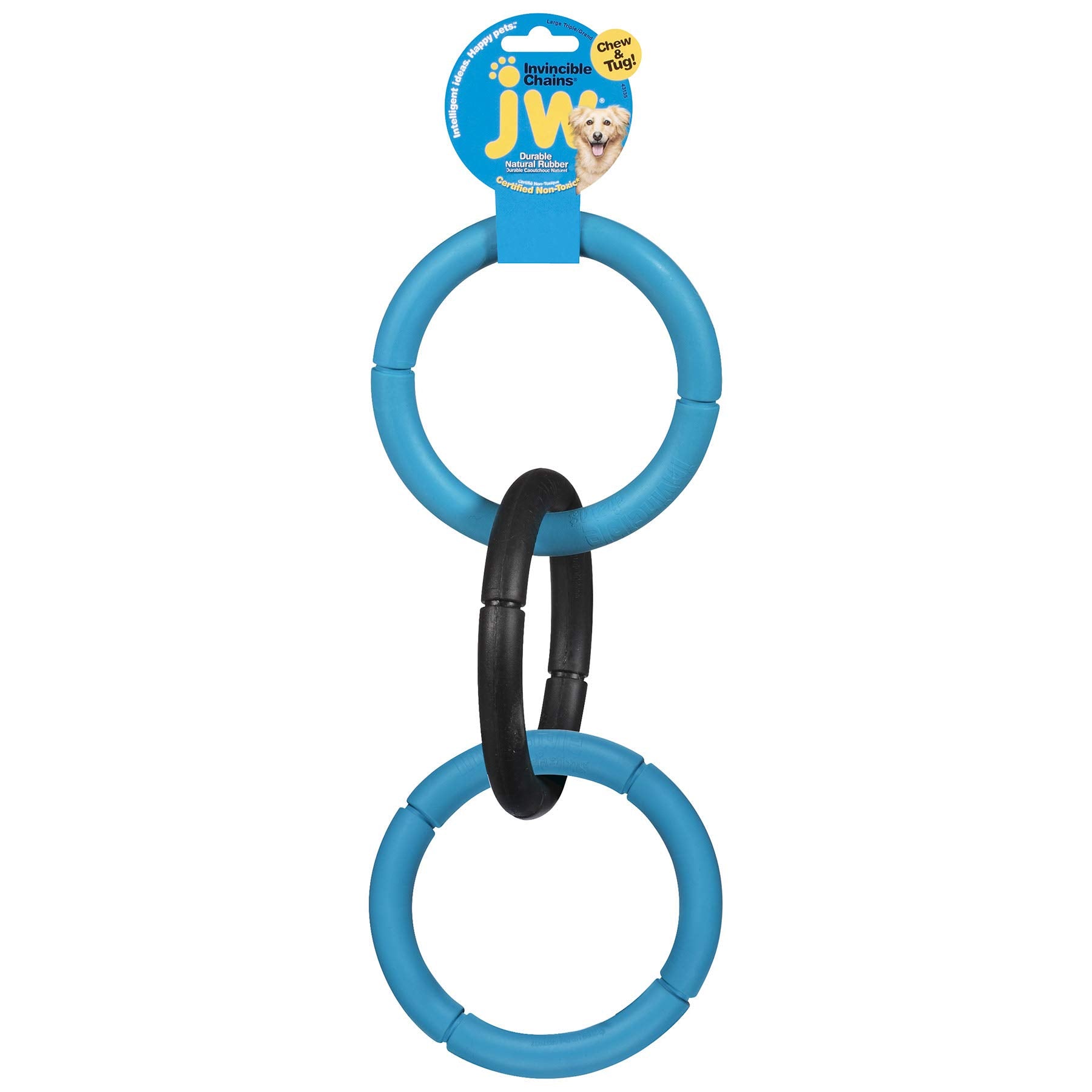 JW Pet Interactive Rubber Tug & Chew Toy for Dogs, Large, Multi-Color, Rubber, Model 43135
