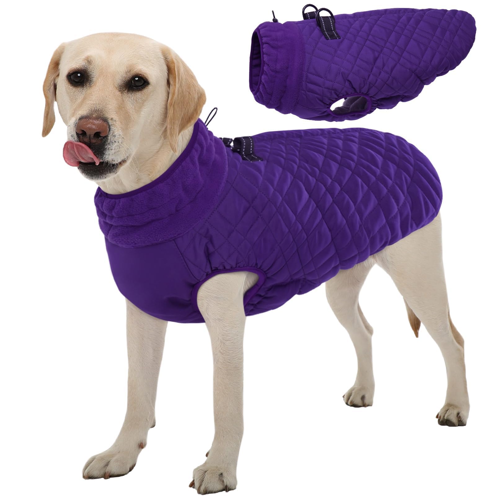 Kuoser Dog Jacket, Coat For Large Dogs With Built-In Harness, Thick Vest With Leash Hole, Cold Weather Snow Jacket For Labrador 