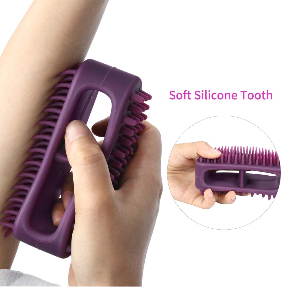 Dog Brush & Cat Brush, Soft Silicone Dog & Cat Grooming Brush, Pet Bath & Massage Brush For Cats And Dogs With Short Or Long Hair, Cat Slicker Shedding Hair Brush Purple