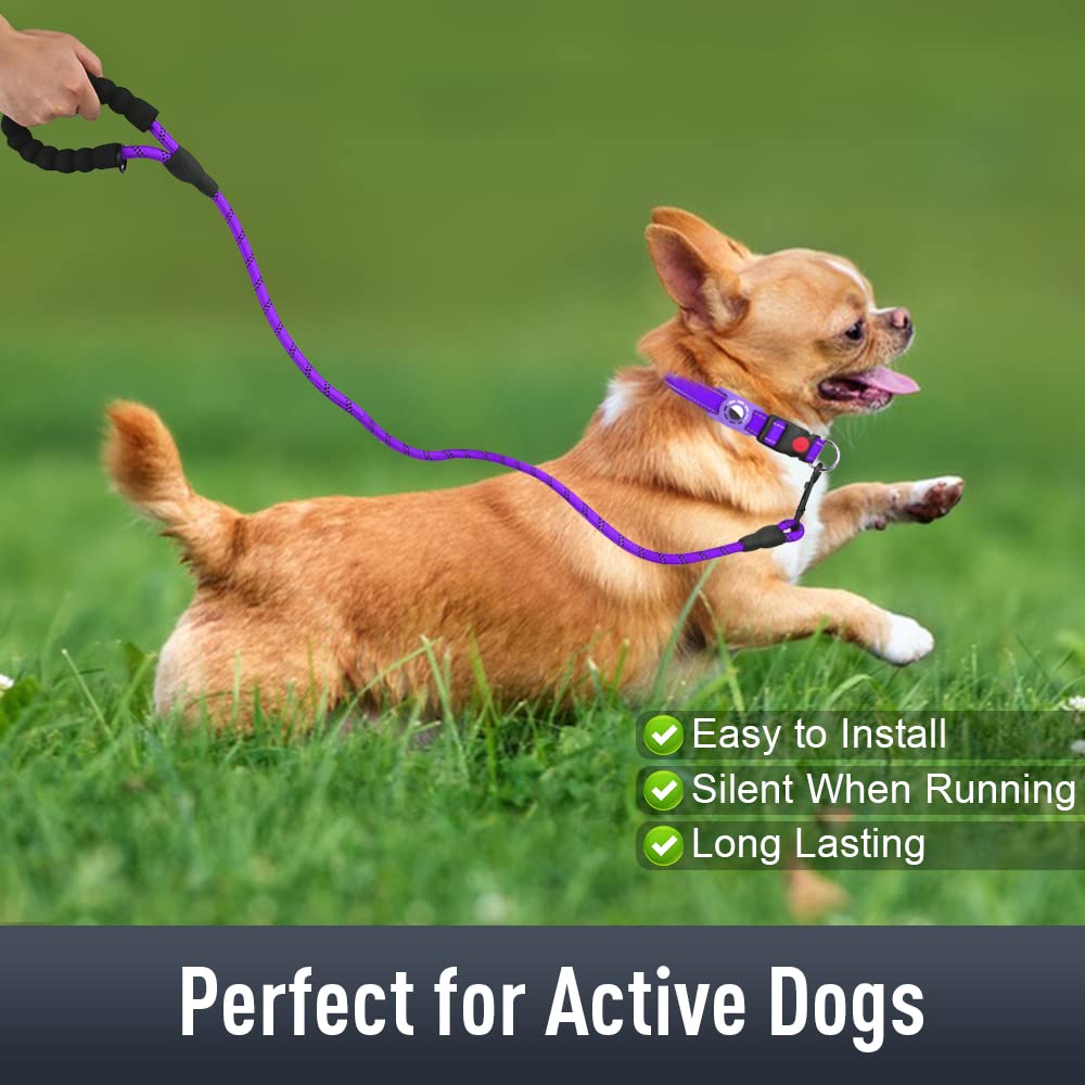 Erbine Airtag Dog Collar For Small Dogs, Reflective Dog Collars With Airtag Holder, Soft Padded & Safety Locking Buckle, Nylon Pet Collar Adjustable For All Breeds, Purple