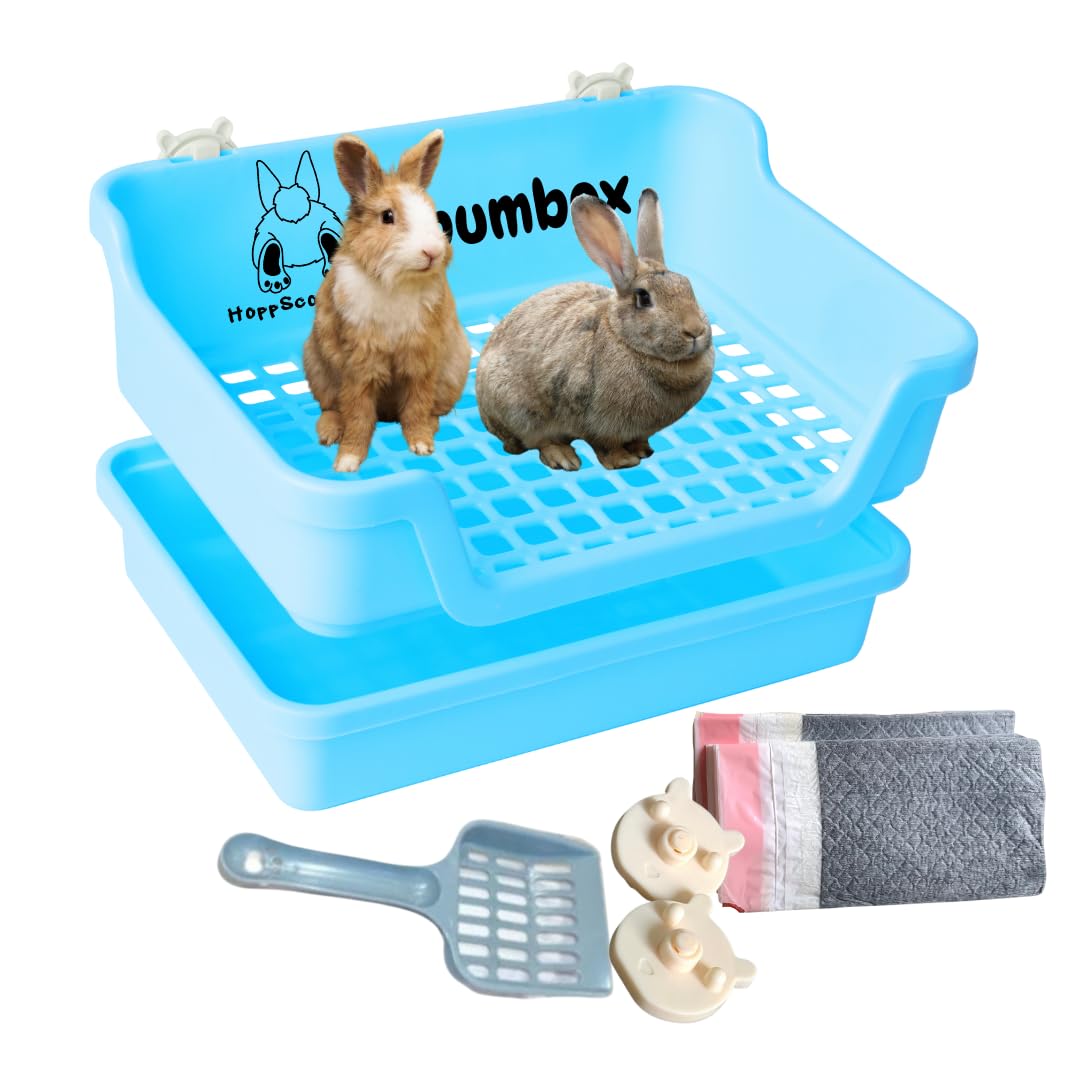 Bumbox Rabbit Large Litter Box W/Plastic Grid Safe For Bunny Feet - Training Rabbit Cage Indoor Or Outdoor For Small And Large A