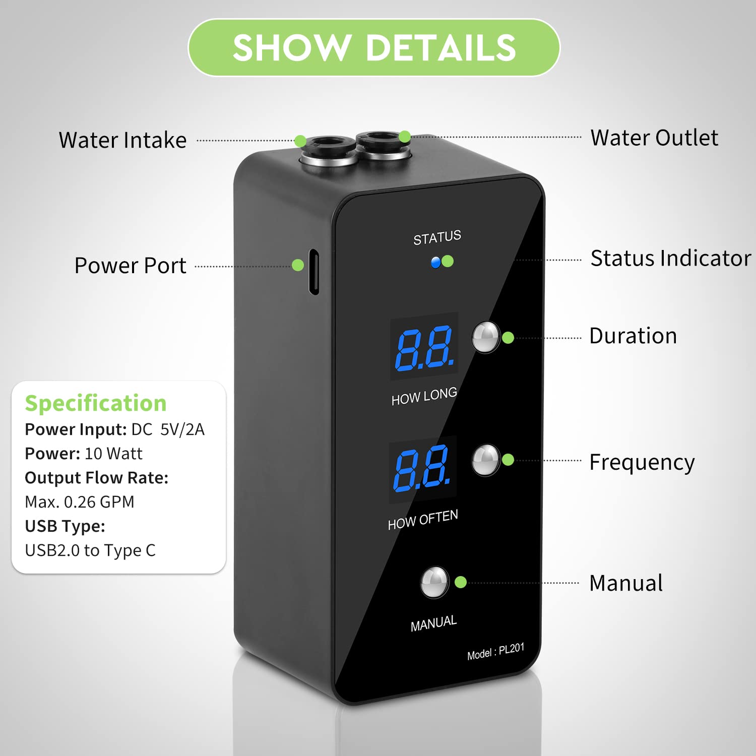 Moistenland Reptile Humidifier, Misting System For Reptile Terrariums, Automatic Misting System With Adjustable Spray Nozzles, B