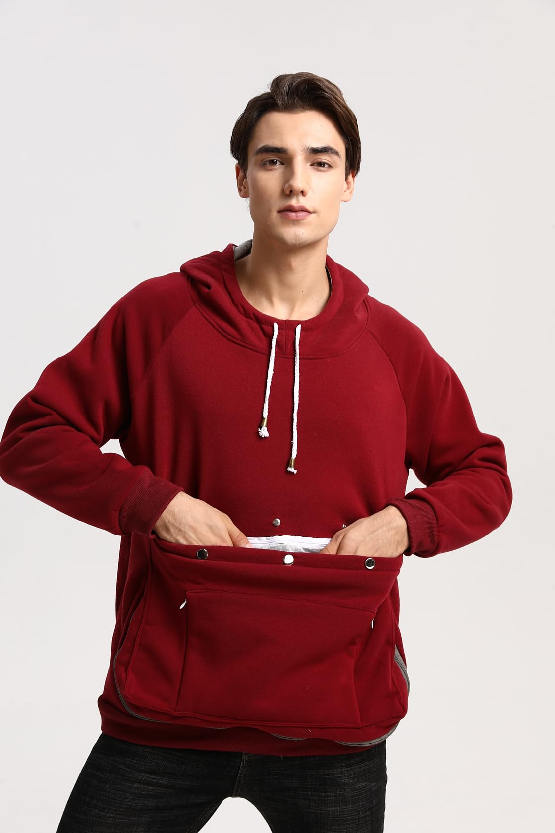 Kei Tomlison Pet Cat Dog Pouch Hoodie Small Animal Carrier - Kitten Puppy Pouch Sweatshirt Holder Fleece Unisex Hoodies Burgundy