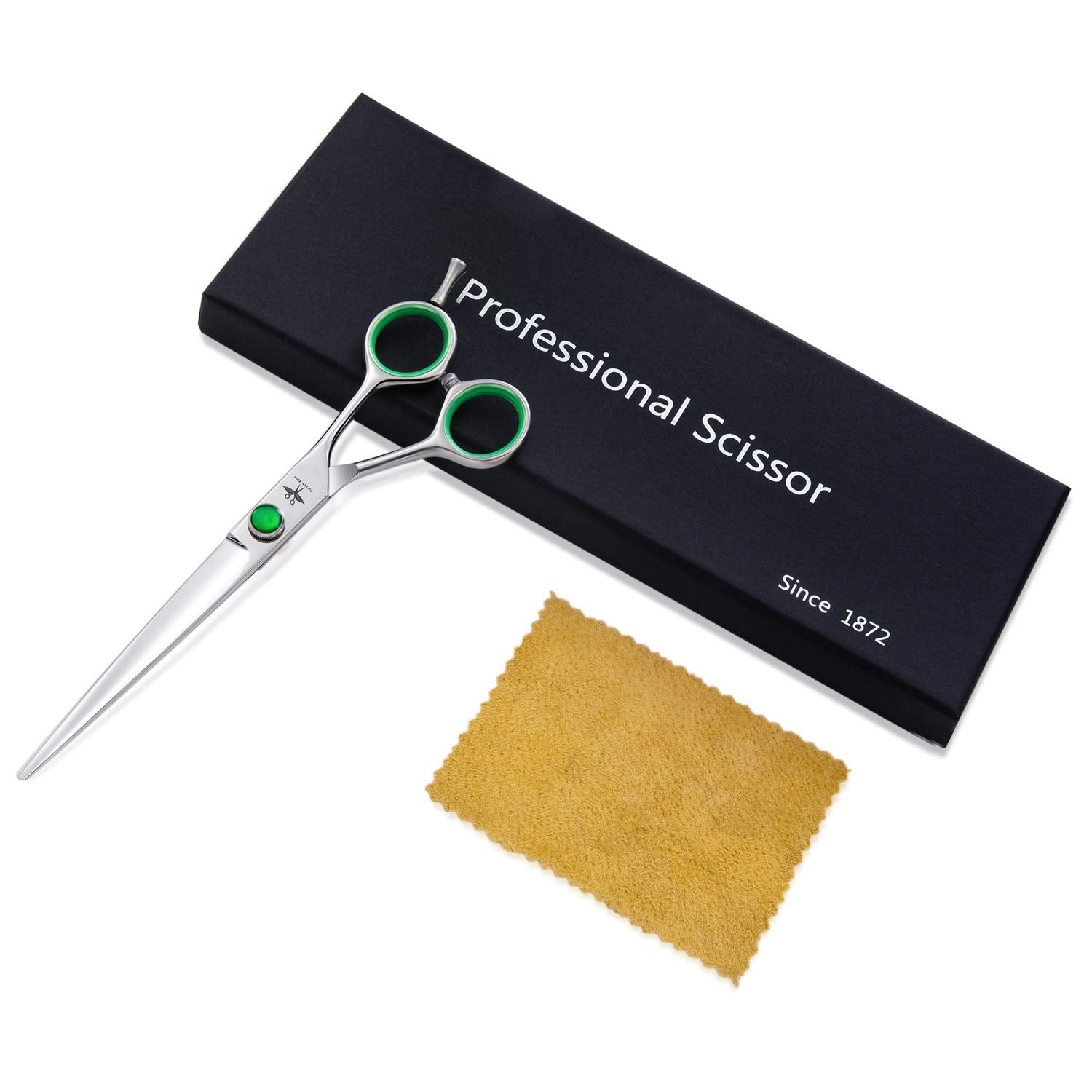 Purplebird 7 Inch Straight Dog Grooming Scissors Professional Pet Cutting Shears Safety Noiseless Blunt Tip Trimming Shearing Fo