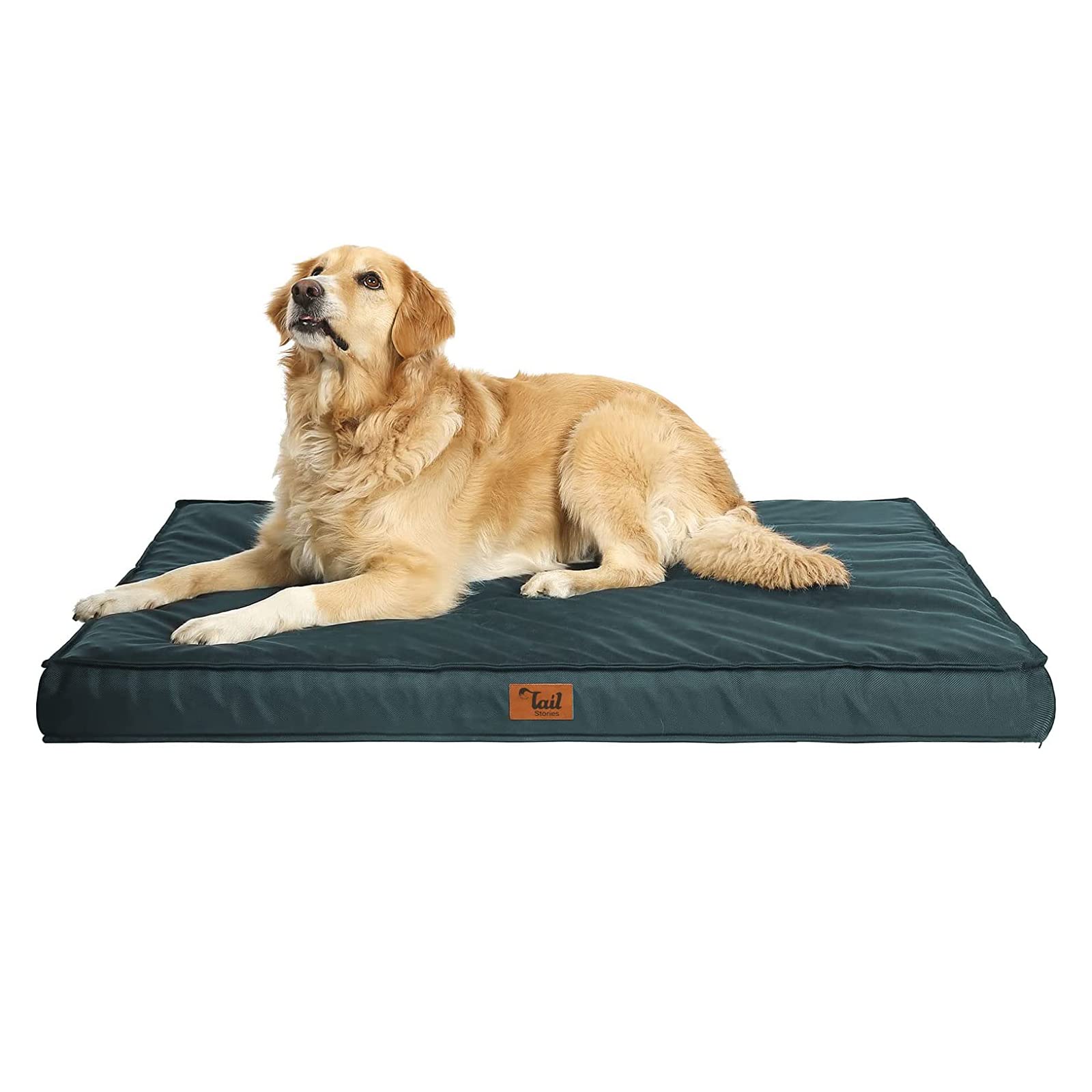 Tail Stories Outdoor All Weather Dog Bed, Waterproof Dog Bed For Large Dogs, Orthopedic Egg Foam Indestructible Pet Bed With Washable Removable Cooling Dog Bed Cover