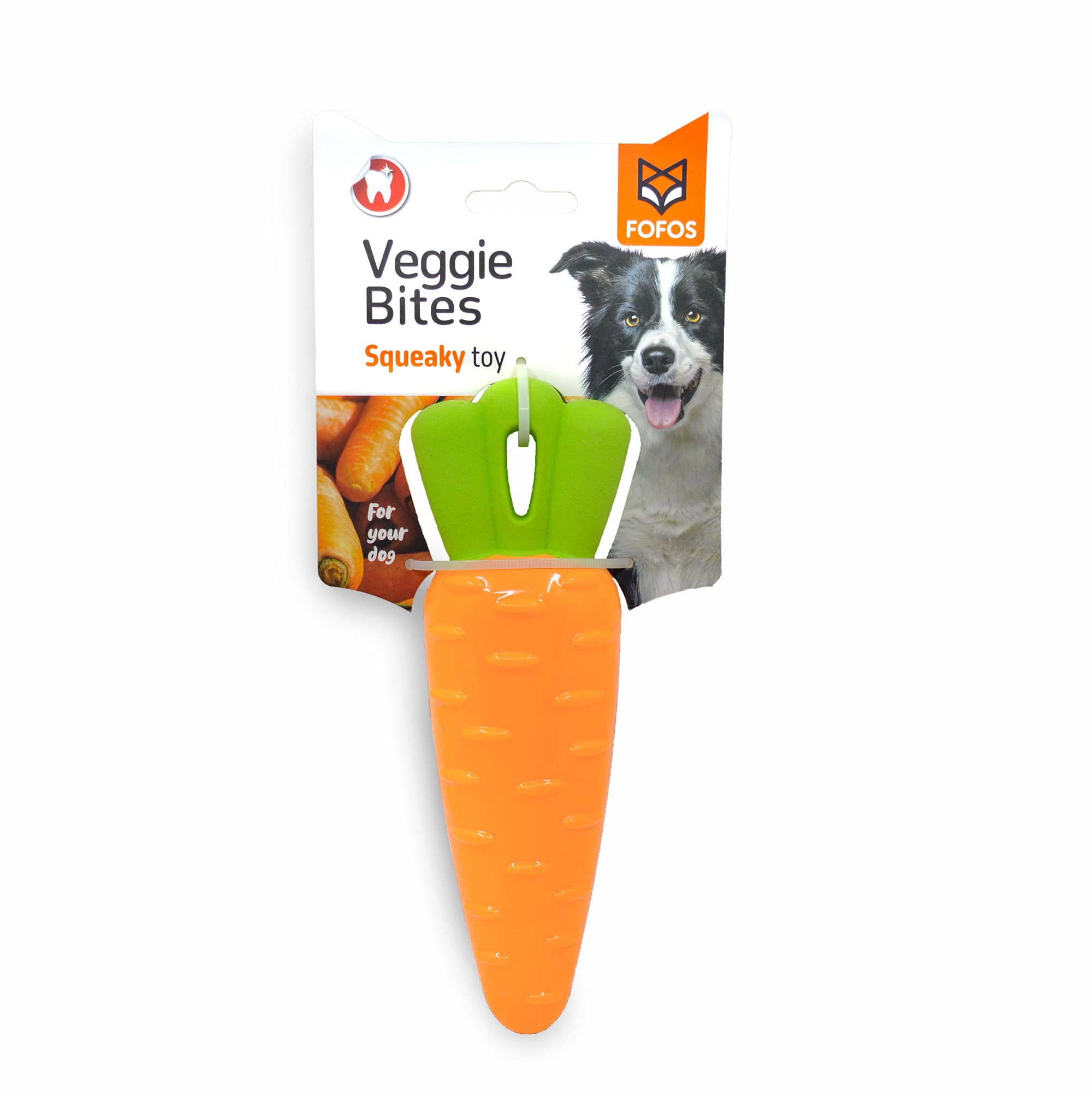 Barkbutler X Fofos VegiBites Carrot  Chew & Squeaky Toys For Dogs, Dog Toys For Large Dogs (1030Kgs)  Orange
