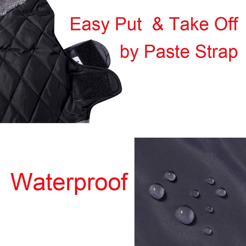 Joydaog Fleece Collar Reversible Dog Coats For Small Dogs Waterproof Warm Puppy Jacket For Cold Winter,Black S