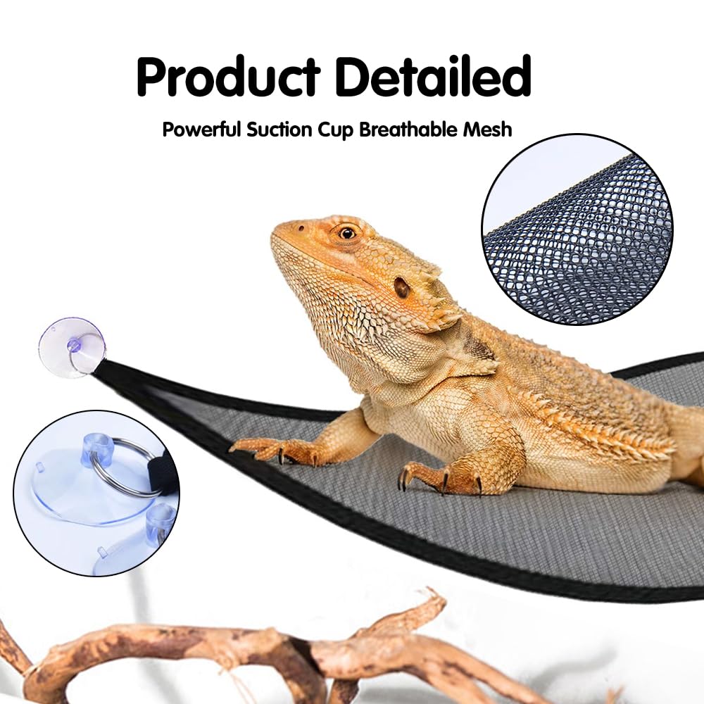 2Pcs Bearded Dragon Lizard Hammock Reptile Hammock For Bearded Dragons Geckos Lizards,Breathable Mesh Reptile Bed And Rest For S