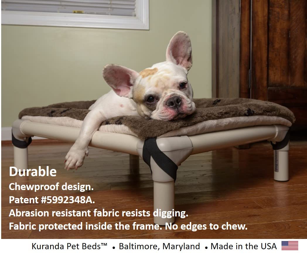 Kuranda Chewproof Bed - Almond PVC - 25'' x 18'' - Cordura Nylon - Smoke