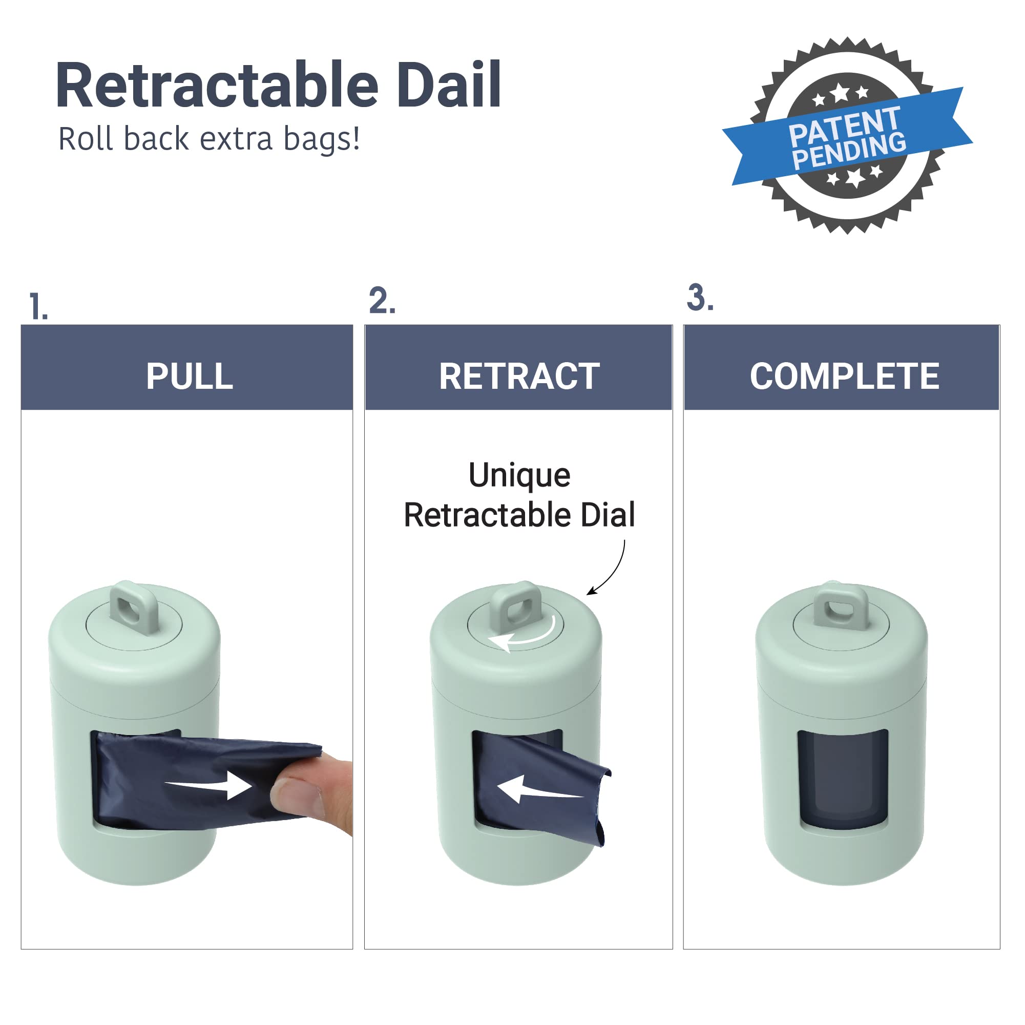 Svd.Pet Dog Poop Bag Dispenser, Retractable Waste Bag Dispenser, Lightweight Poop Bag Holder, Stretchy Strap Fits Any Dog Leash,