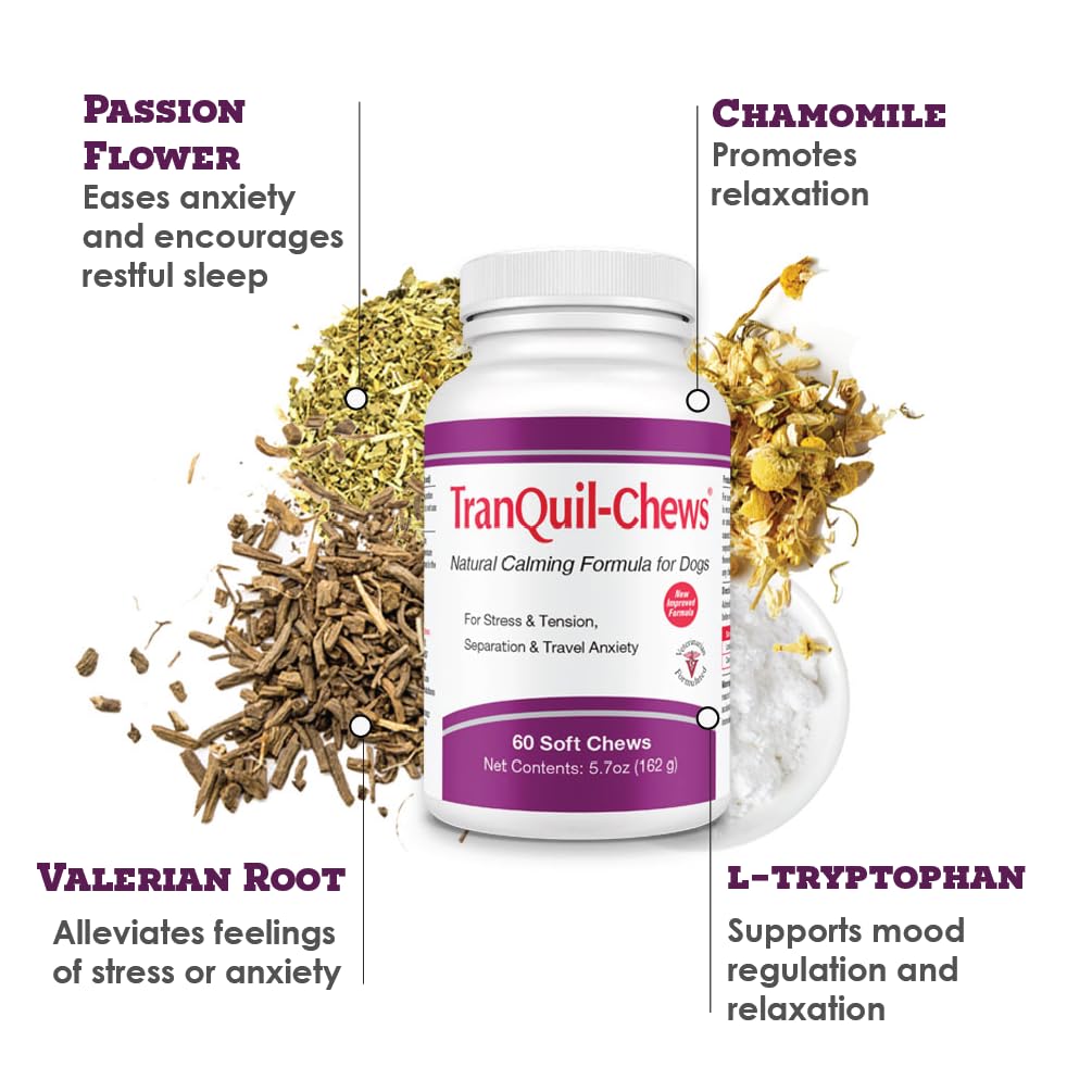 Pet Health Solutions Tranquil-Chews Calming Formula for Dogs - Anxiety, Stress, Travel, Fireworks Relief for Dogs - Chamomile -
