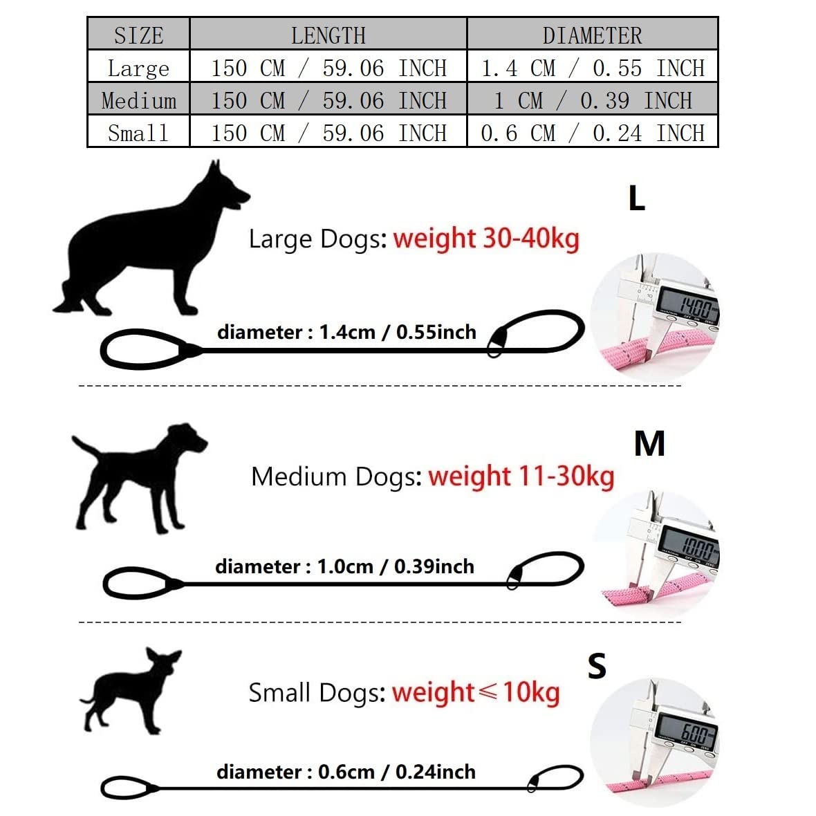 Puppy Pet Cat Dog Leash Collar Basic Accessories Reflective Retractable Dog Rope Pet Traction Belt 5Ft(Medium 0.39In, 24-66Lb, P