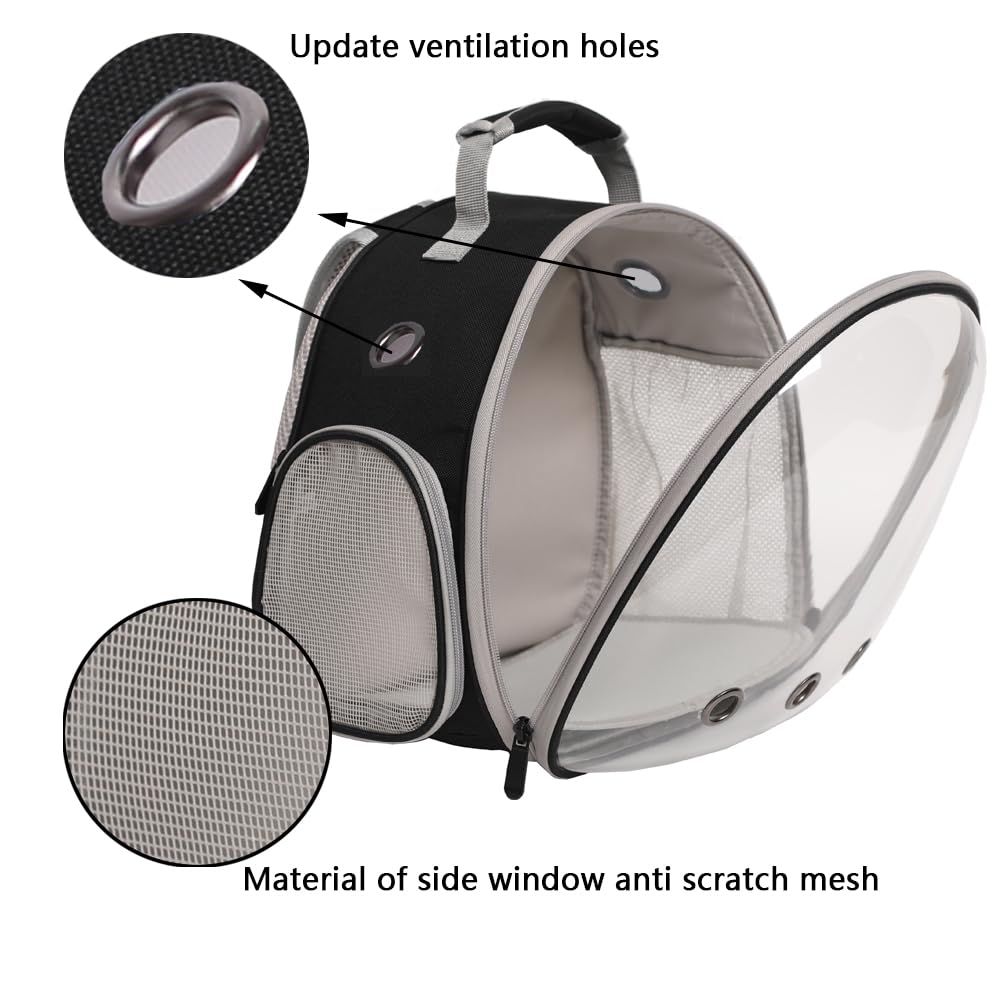 Guinea Pig Backpack Carrier, Bearded Dragon Carrier Backpack With Clear Bubble Window,Small Animal Travel Backpack For Hedgehog Rat Parrot,Rabbit,Sugar Glider,Airline Approved(Black, Backpack)