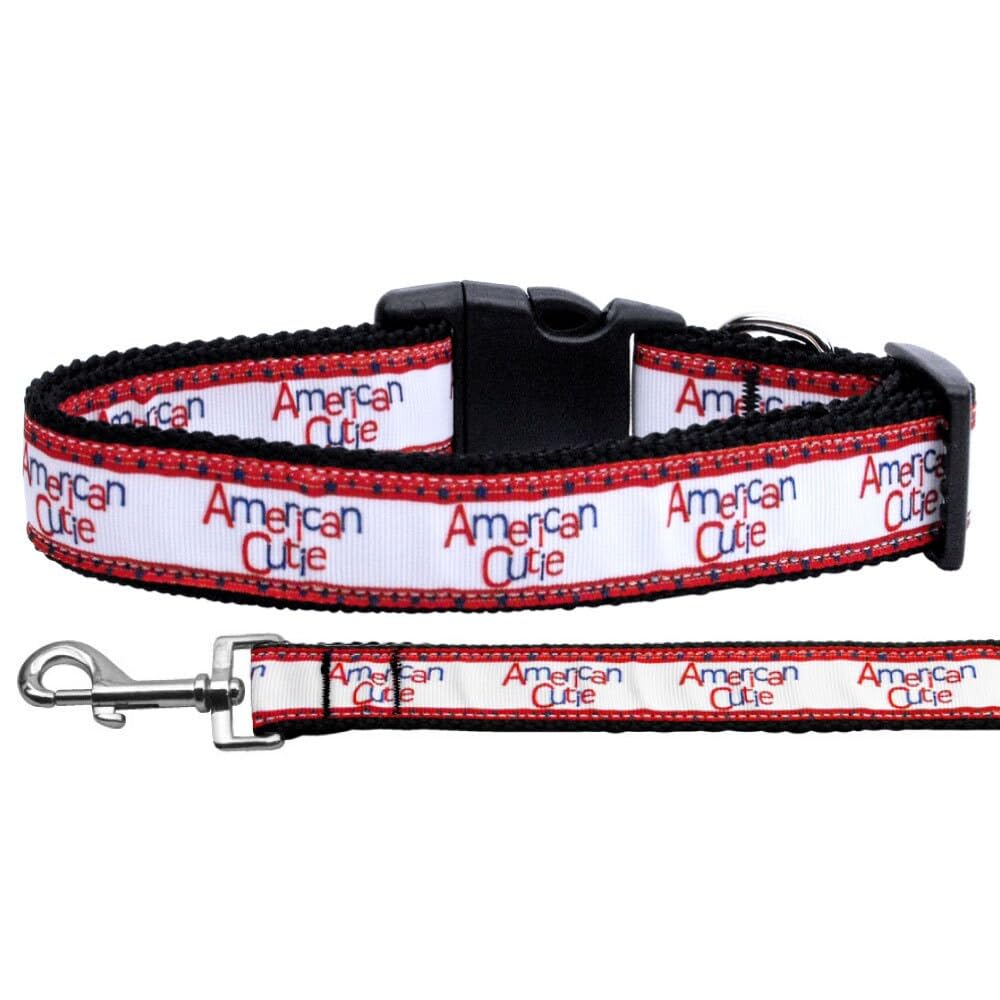 Pet Dog & Cat Nylon Collar or Leash, &quot;American Cutie&quot; MD Collar