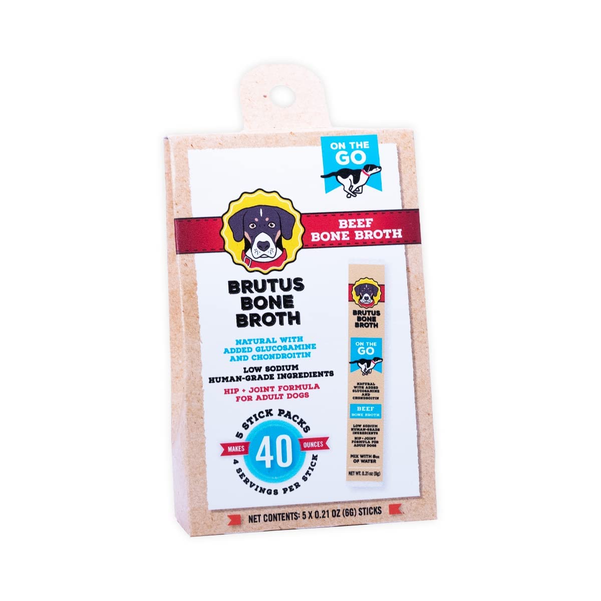 Brutus Bone Broth for Dogs - Bone Broth Powder with Chondroitin Glucosamine & Turmeric - Human Grade Food Toppers for Dry Food &