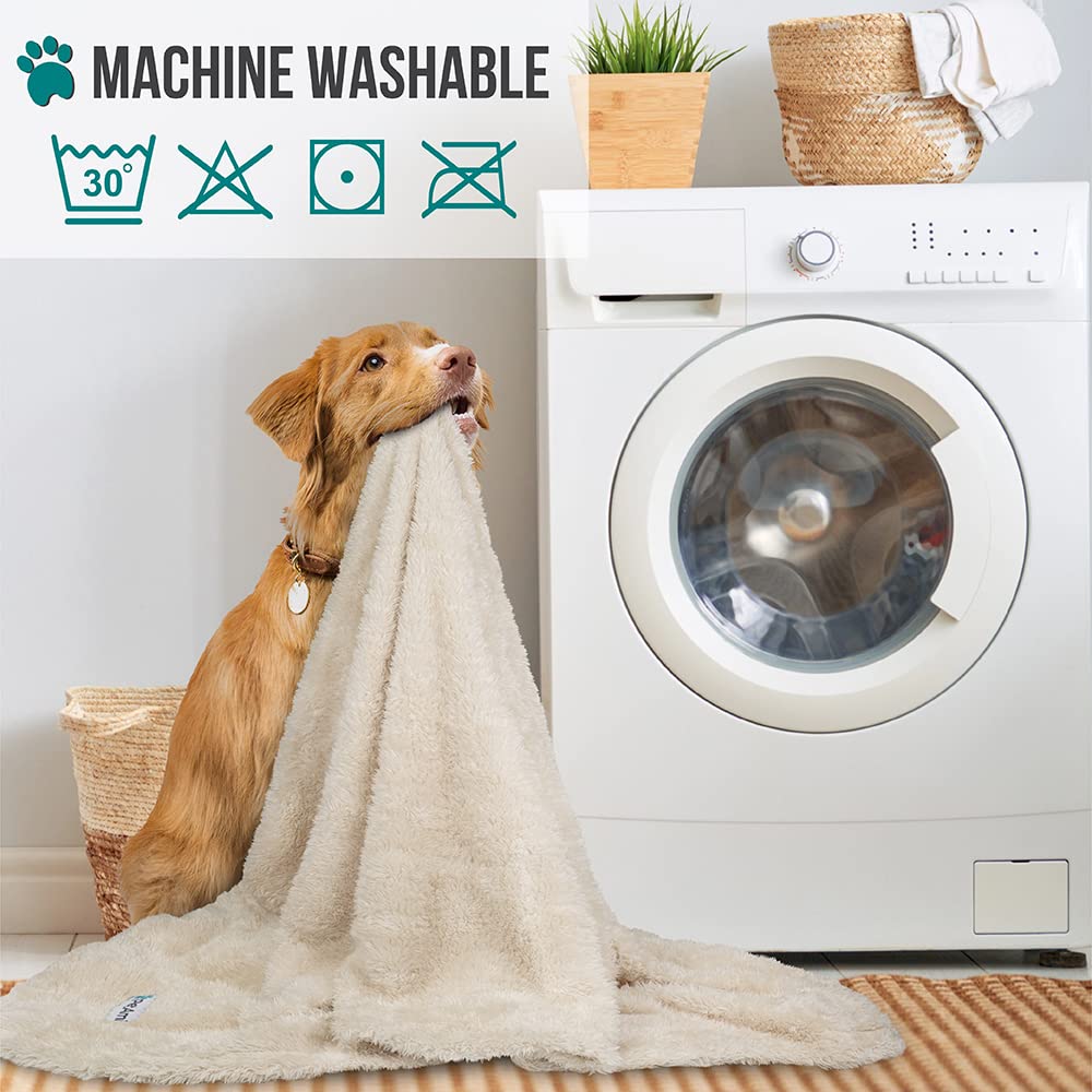 Petami Fluffy Dog Blanket For Small Medium Dog, Pet Blanket For Bed, Sherpa Furniture Couch Cover Protector, Soft Fleece Cat Sofa Throw, Shag Plush Reversible Washable For Puppy Kitten, Beige 29X40