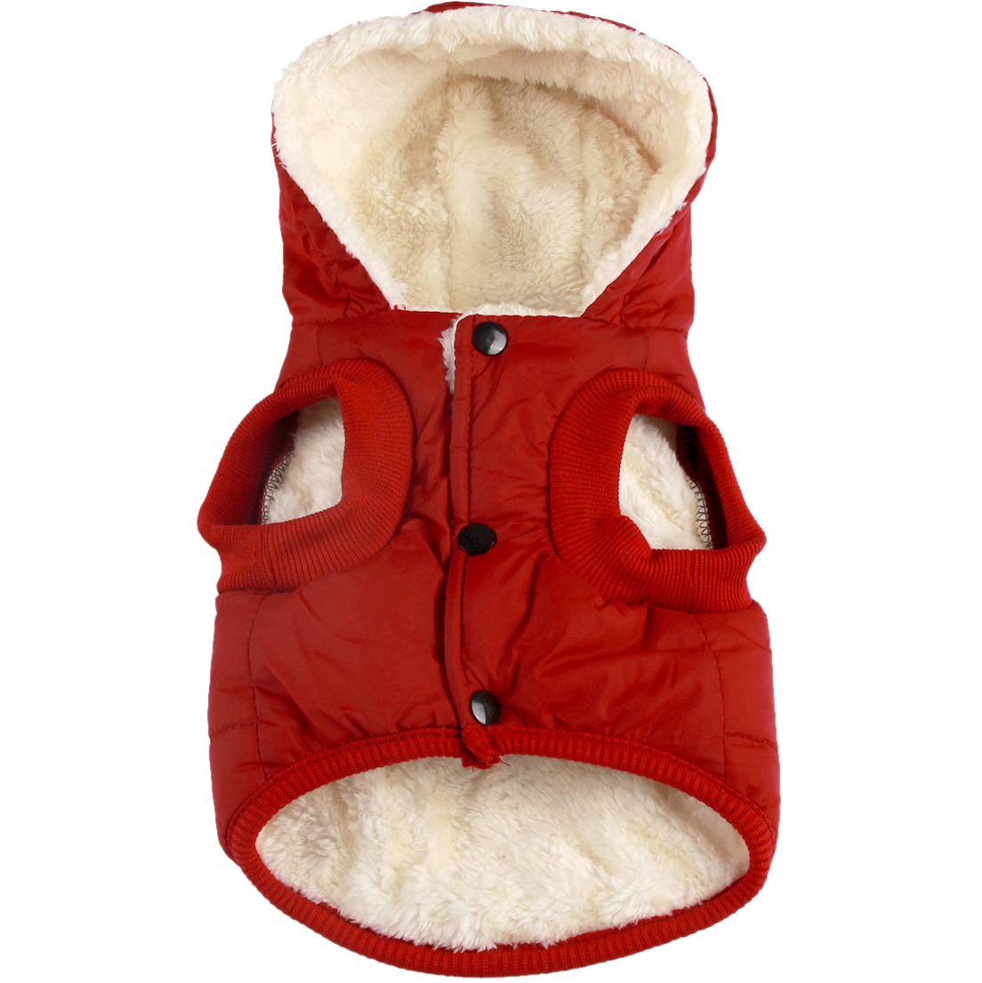 Vecomfy Fleece Lining Extra Warm Dog Hoodie In Winter For Large Dogs Jacket Pet Coats With Hooded,Red Xxxl
