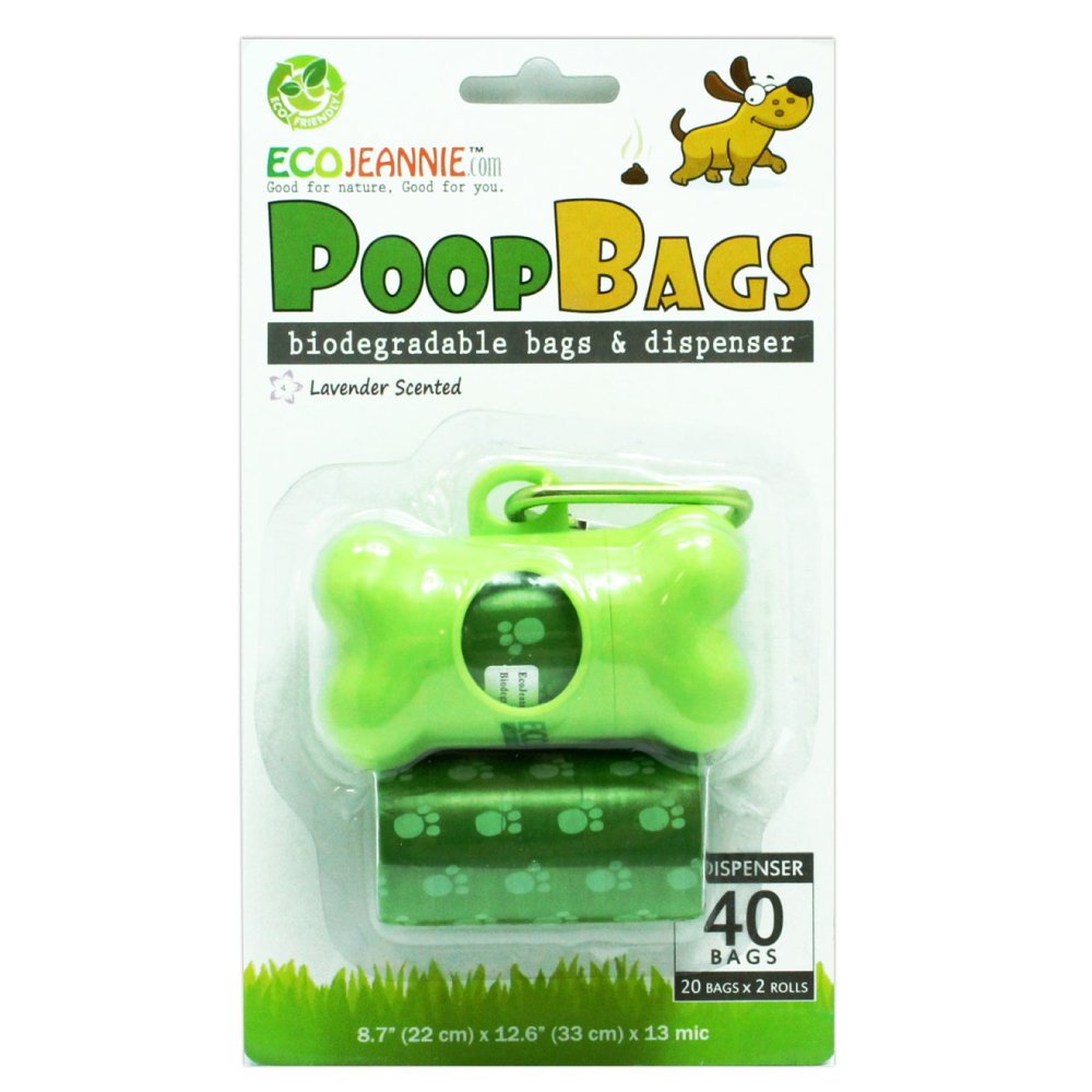 Ecojeannie Dog Waste Bags With Dispenser, Biodegradable Dog Poop Bag (2 Rolls),Lavender Scented Dog Travel Accessories(Pb0005)