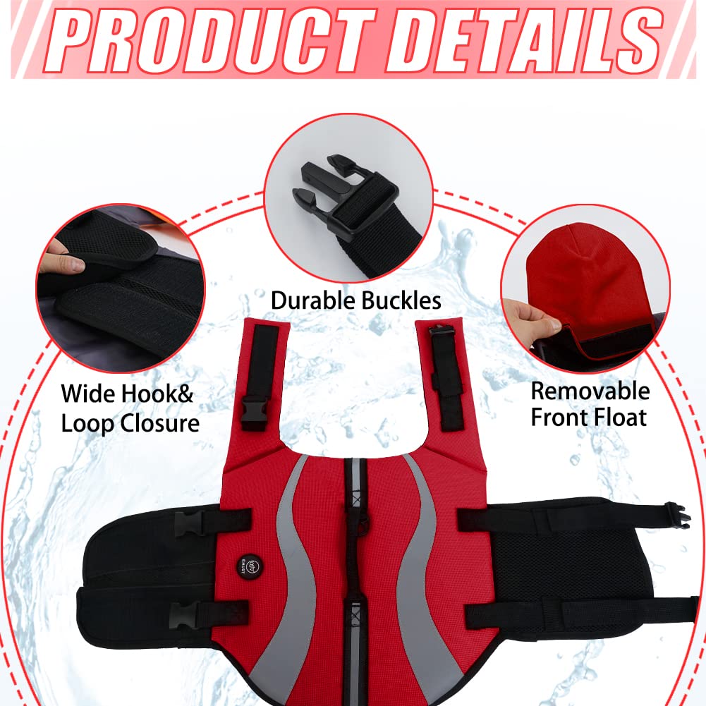 Emust Dog Life Vests, Adjustable Dog Life Jackets For Small Dogs With Enhanced Buoyancy, Small Swim Vest With Durable Rescue Han