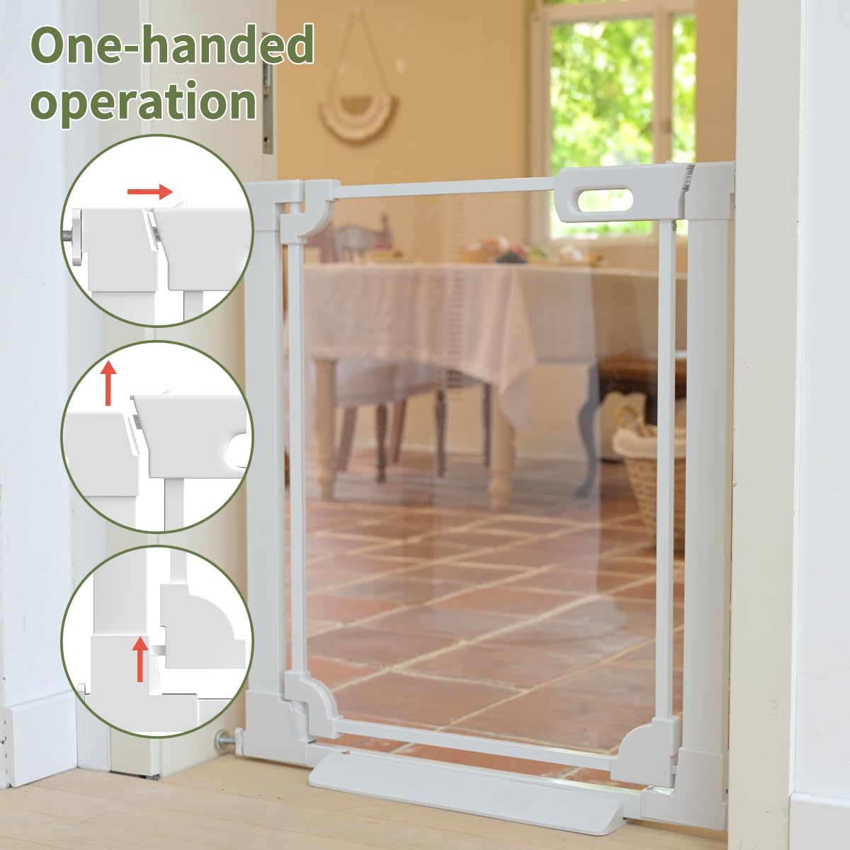 AIKSIWAI Clear Baby Safety Gate for Stairs,29 -48  Wide, 30  Tall Pressure Mounted Acrylic Pet Gate, Easy Walk Through Auto Clos