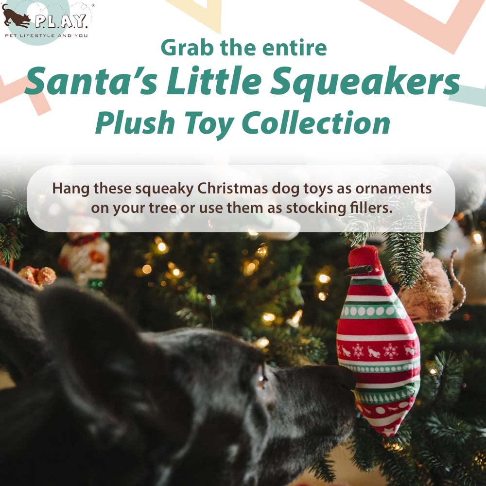 P.L.A.Y. Cute Plush Dog Toys - Santa'S Little Squeakers Christmas Ornament Themed Chew Toy, Great For Puppies & Small, Medium, Large Dogs - Machine Washable, Recycled Materials (Starlight Starbright)