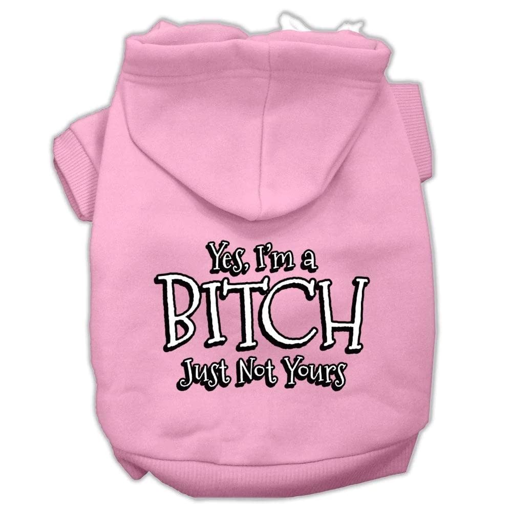 Pet Dog & Cat Hoodie Screen Printed, &quot;Yes, I'm A Bitch, Just Not Yours&quot; Gray MD (6-10 lbs.)