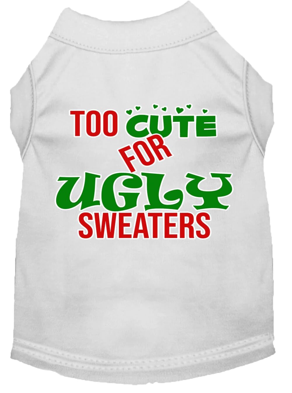 Christmas Pet Dog & Cat Shirt Screen Printed, &quot;Too Cute For Ugly Sweaters&quot; Black 2XL (20-25 lbs.)