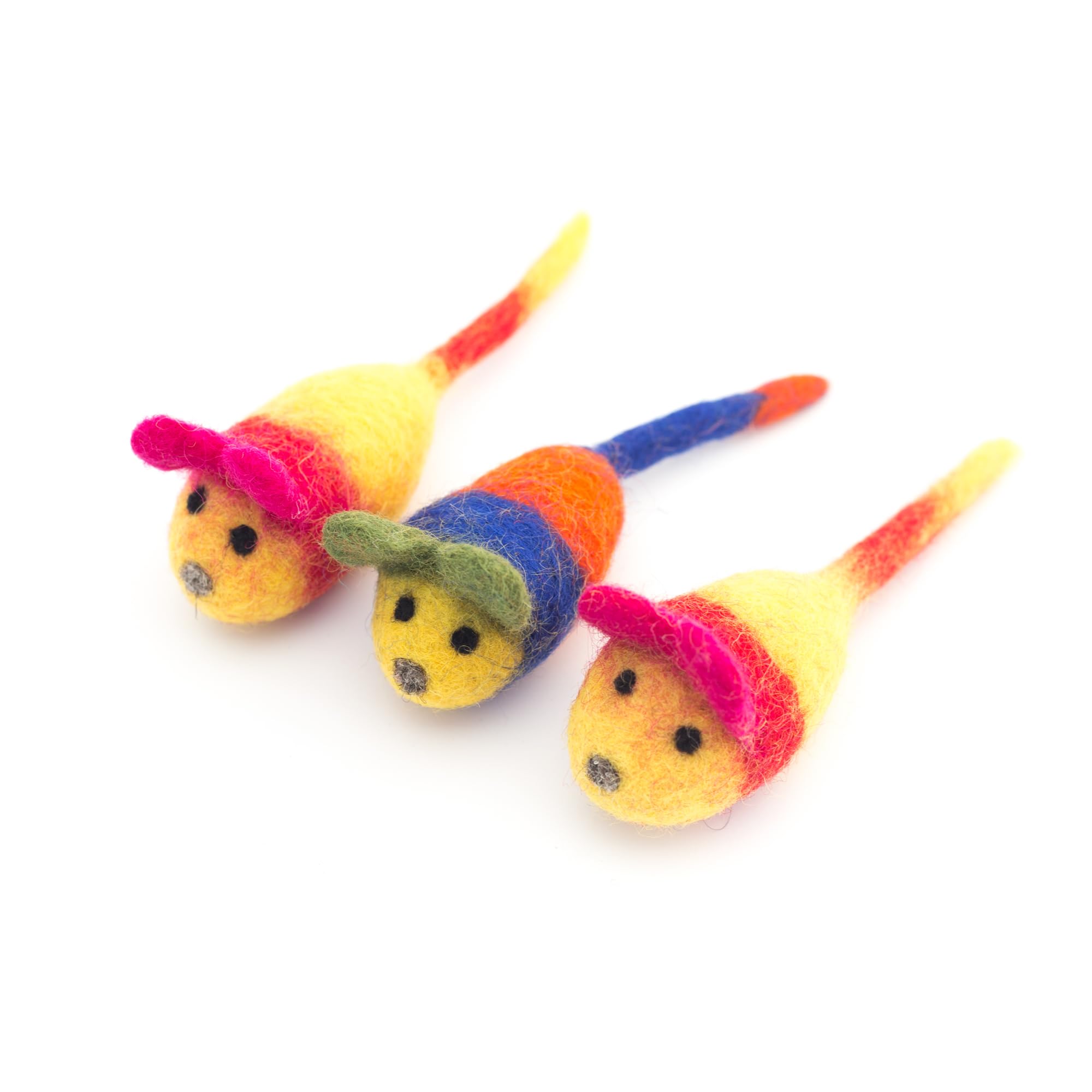 Glaciart One Wool Felt Mouse Cat Toys with Catnip - 3 Pack | 100% Handmade, Eco-Friendly, Durable | Natural, Safe for Indoor Cat