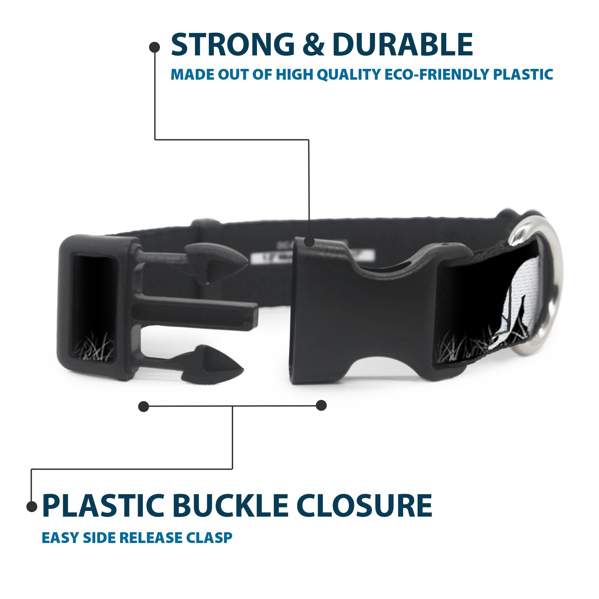 Buckle-Down 8-12' Bigfoot Silhouette I Believe Black/Gray/White Plastic Clip Collar, Narrow Medium