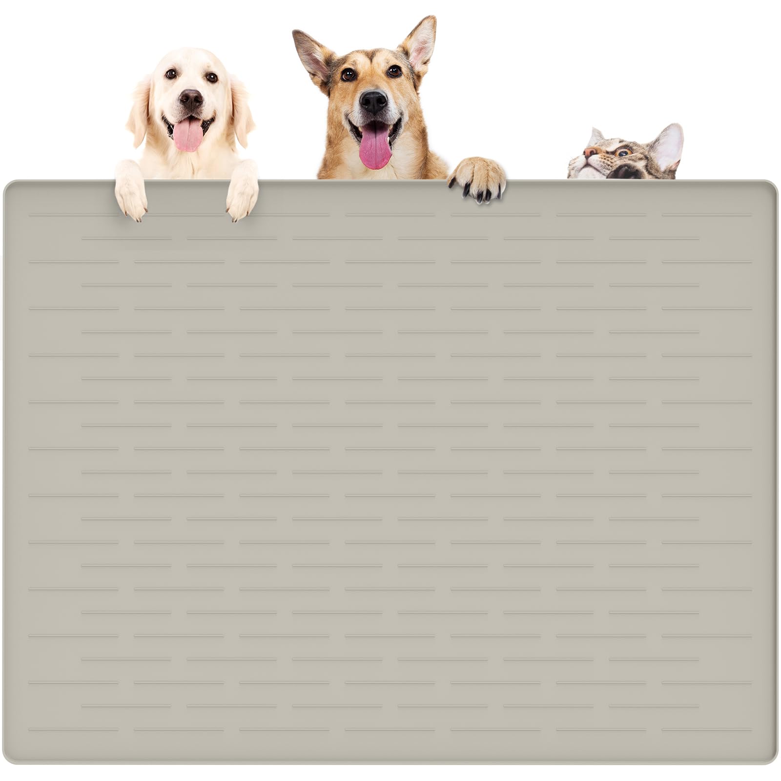 Ultibe Silicone Pet Food Mats, Anti-Slip Dog Feeding Mat, 39.4 by 29.5in Pet Bowl Mat, Largest Dog Water Mats, Dog Food Mats for