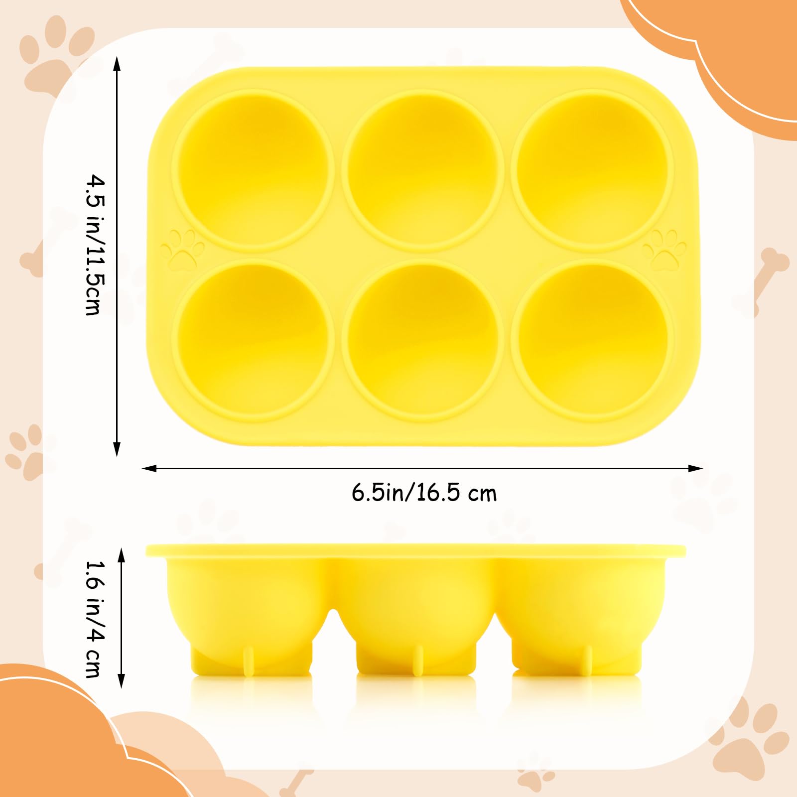 Honeydak 2 Pcs 6 Cavities Silicone Dog Treat Molds Large 25-75lbs for Making Ice Snacks Frozen Dog Treat Molds Cavity Reusable T