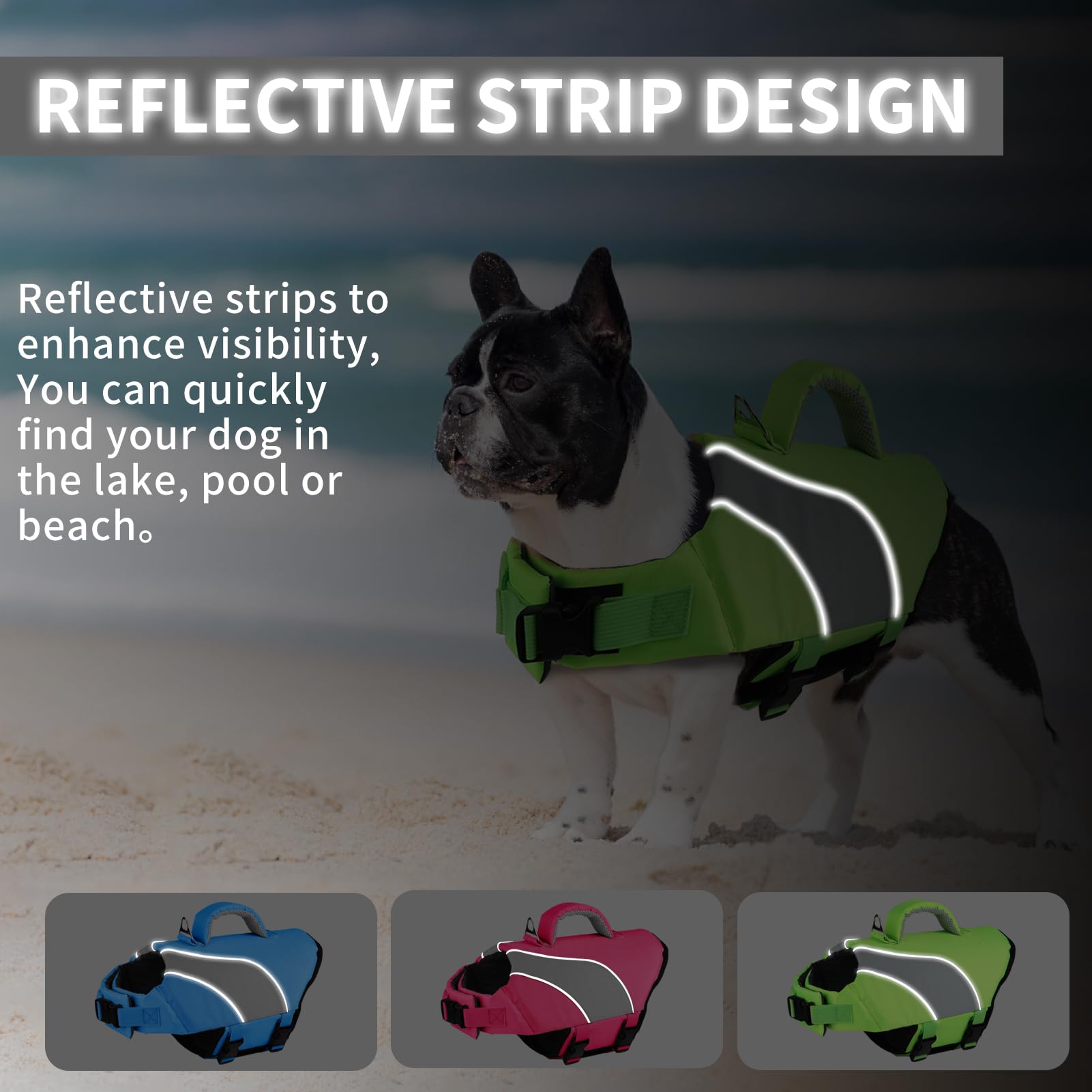 Doglay Dog Life Vest, Dog Life Jacket With Double Rescue Handles And Reflective Stripes, Adjustable High Visibility Swimming Saf