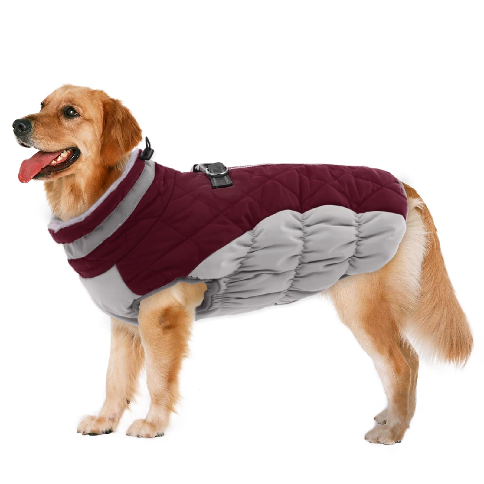 Lelepet Warm Winter Dog Jacket With Harness Built In, Waterproof, Padded, Windproof, Reflective, Fleece, Turtleneck, Zippered, S