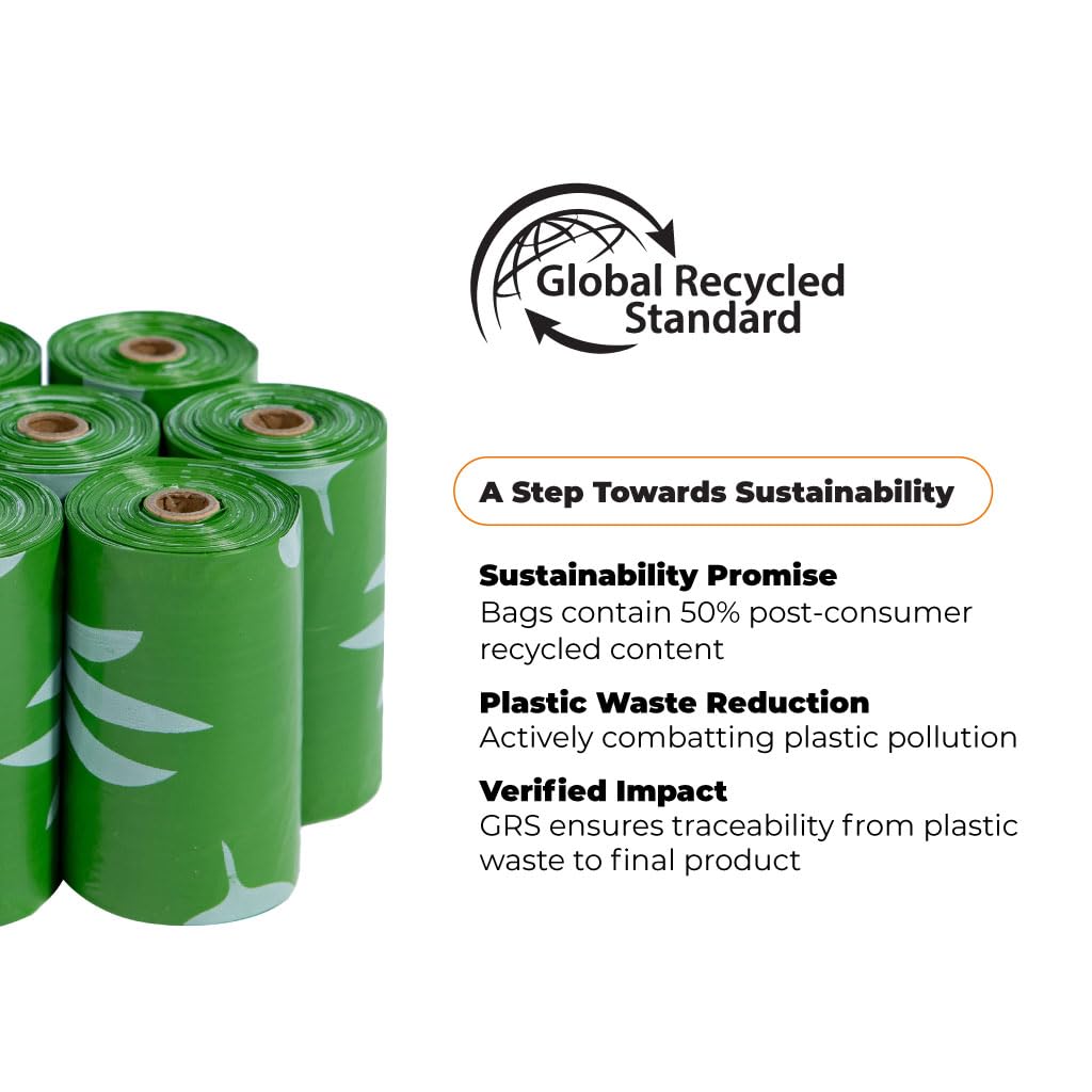 Best Pet Supplies Poop Bags For Dogs, 50% Post-Consumer Recycled Content Dog Waste Bags On Rolls, Fits All Poop Bag Holders For