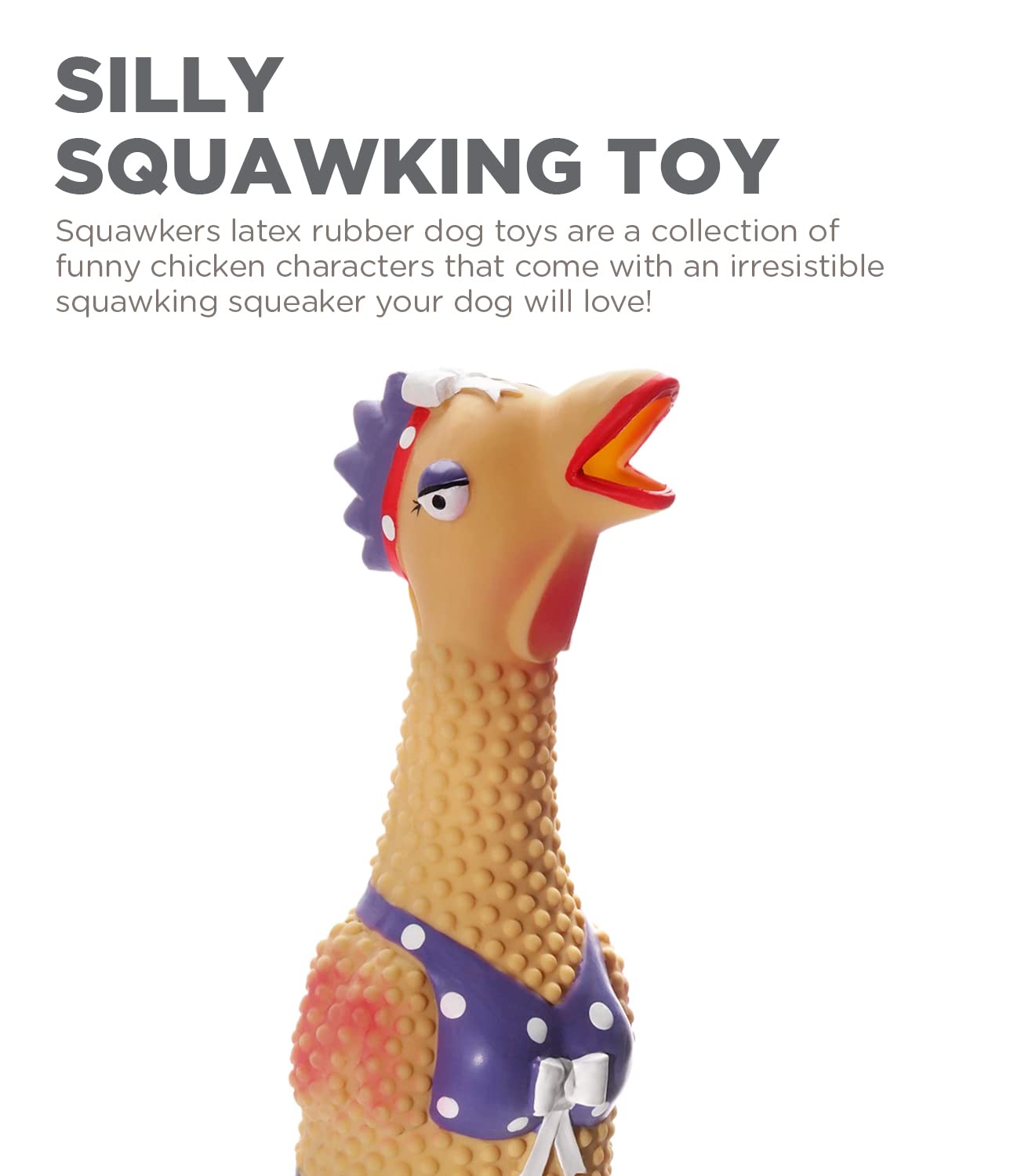 Outward Hound By Charming Pet Squawkers Henrietta Latex Rubber Chicken Interactive Dog Toy, Large
