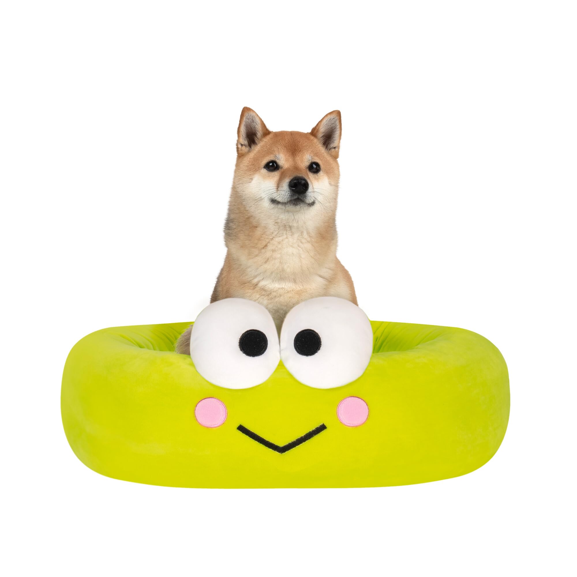 Hello Kitty And Friends Keroppi Bolster Pet Bed - Pet Bolster Bed With Printed Design And Machine Washable Removable Insert - Me