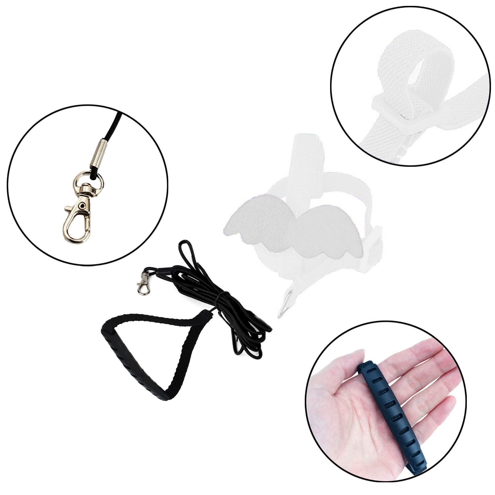 Pet Parrot Bird Harness And Leash, Adjustable Training Design Anti-Bite, Bird Nylon Rope With Cute Wing For Parrots, Suitable For Alexandrine, Scarlet, Keck, Mini Macaw Same Size Birds (White)