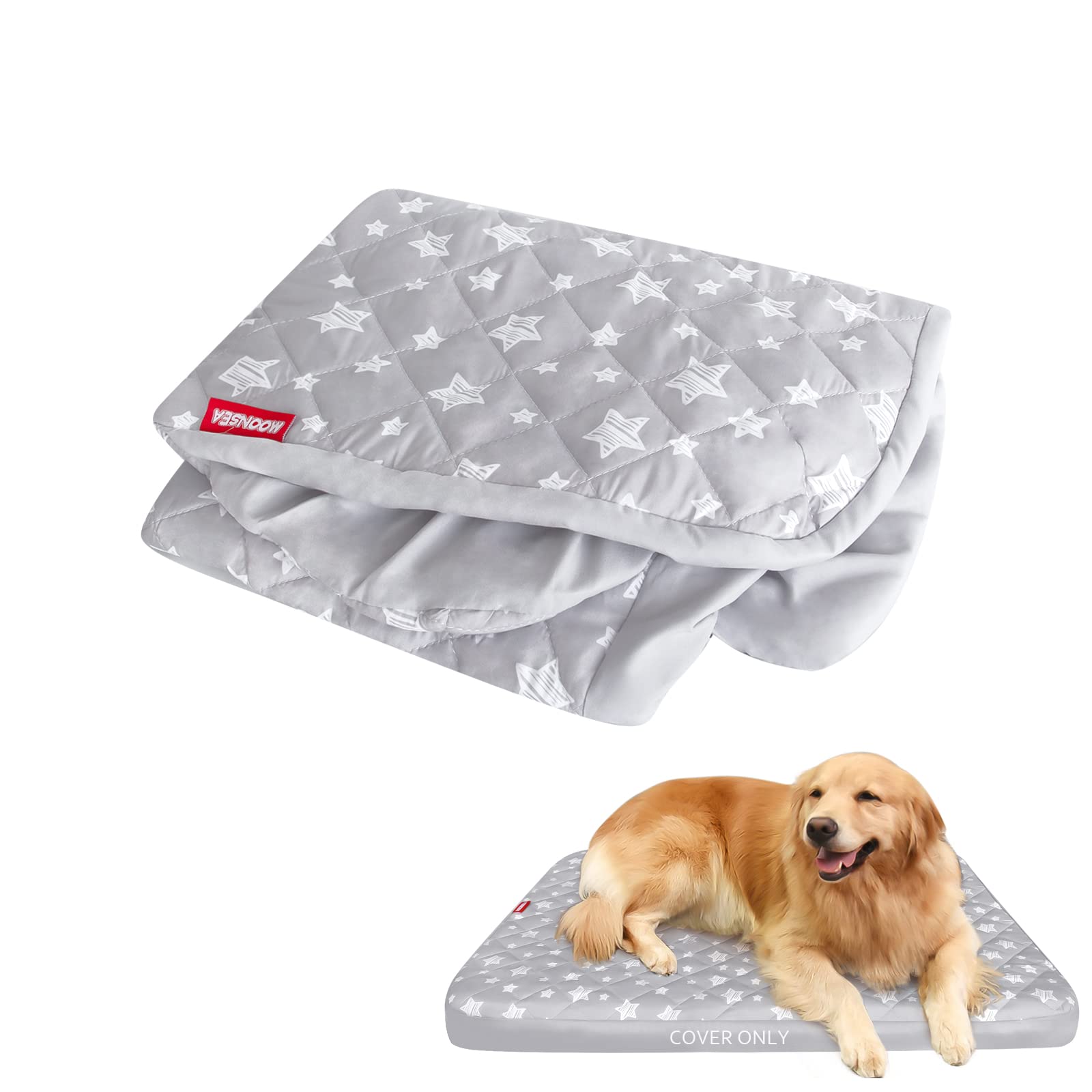 Dog Bed Covers Replacement Washable Easy To Clean Cover Only, Waterproof Dog Bed Cover Dog Pillow Cover Quilted, Pet Bed Cover Lovely Grey Star Print, Puppy Bed Cover 35X44 Inches, For Dog/ Cat