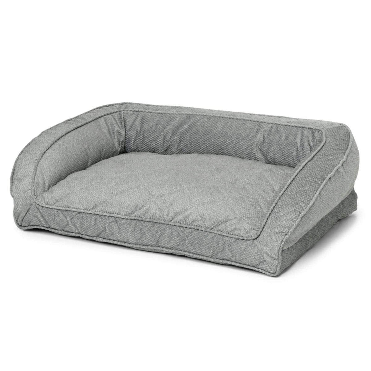 Orvis Comfortfill-Eco Bolster Dog Bed - Plush Rectangular Dog Beds With Three-Sided Bolster For Leaning, Grey Tweed - X Large