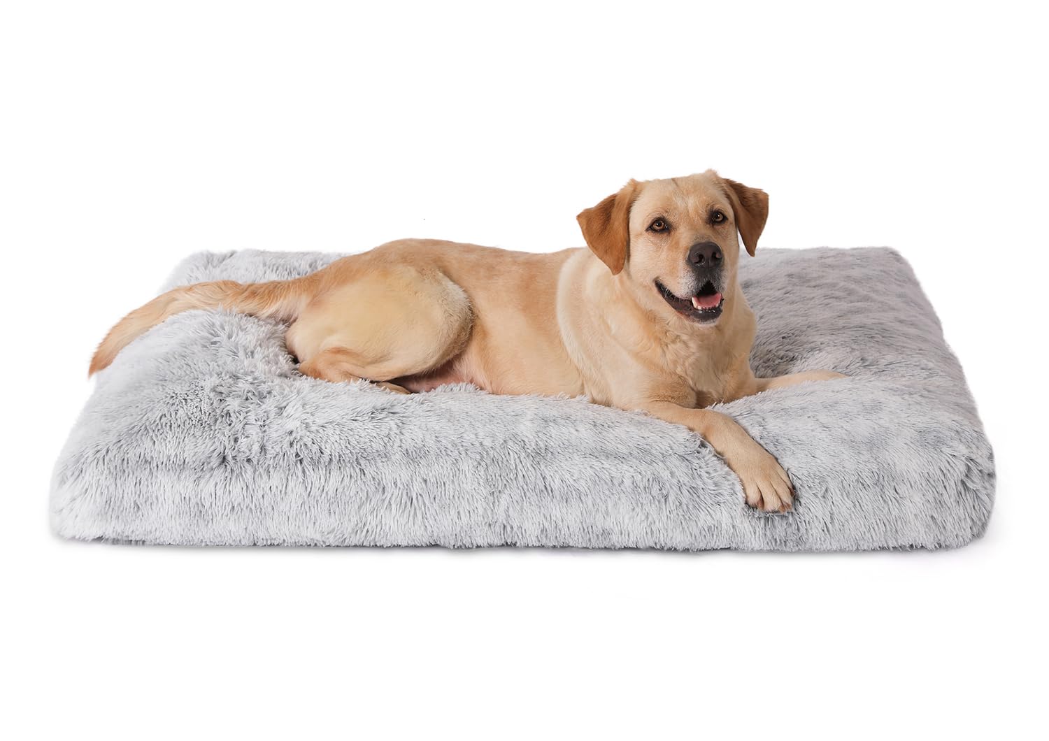 Bedfolks Plush Dog Crate Pad, Washable Faux Fur Kennel Bed For Xxl Dogs, Waterproof, 47''X29'', Grey