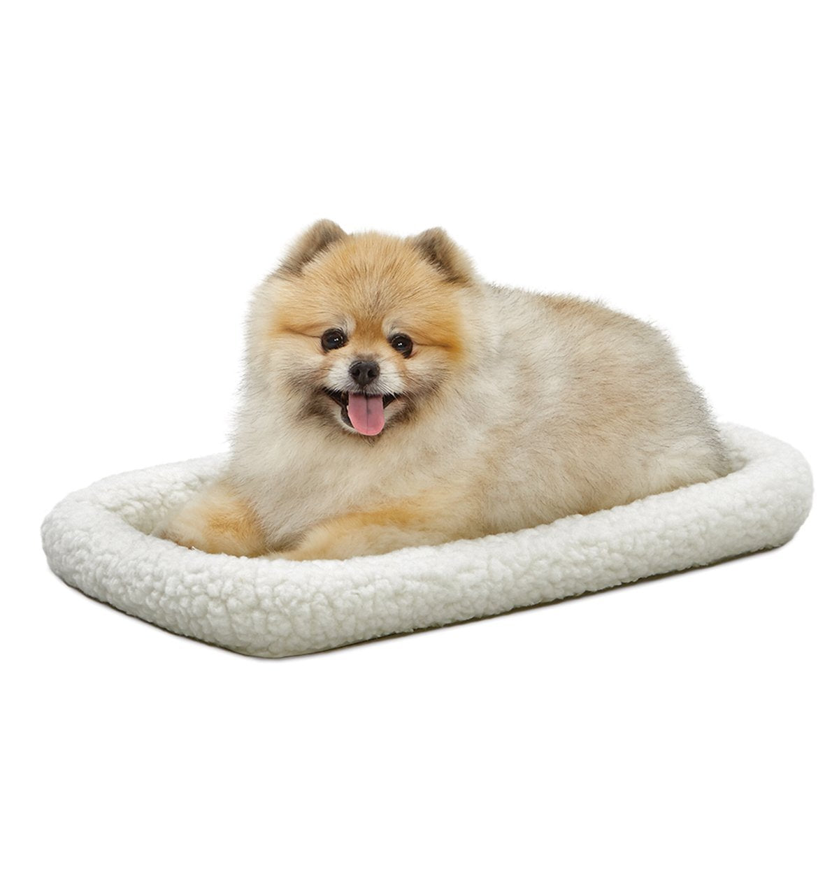 Midwest Homes For Pets Bolster Dog Bed 22L-Inch White Fleece Dog Bed Or Cat Bed W/ Comfortable Bolster | Ideal For Xs Dog Breeds & Fits A 22-Inch Dog Crate | Easy Maintenance Machine Wash & Dry
