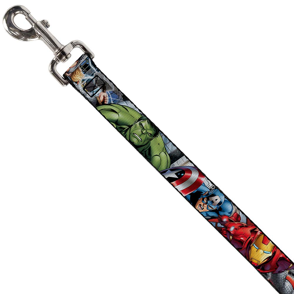 Dog Leash Marvel Avengers 4 Superhero Poses Close Up 6 Feet Long 1.5 Inch Wide, Multicolor (DL-6FT-WAV012-W)