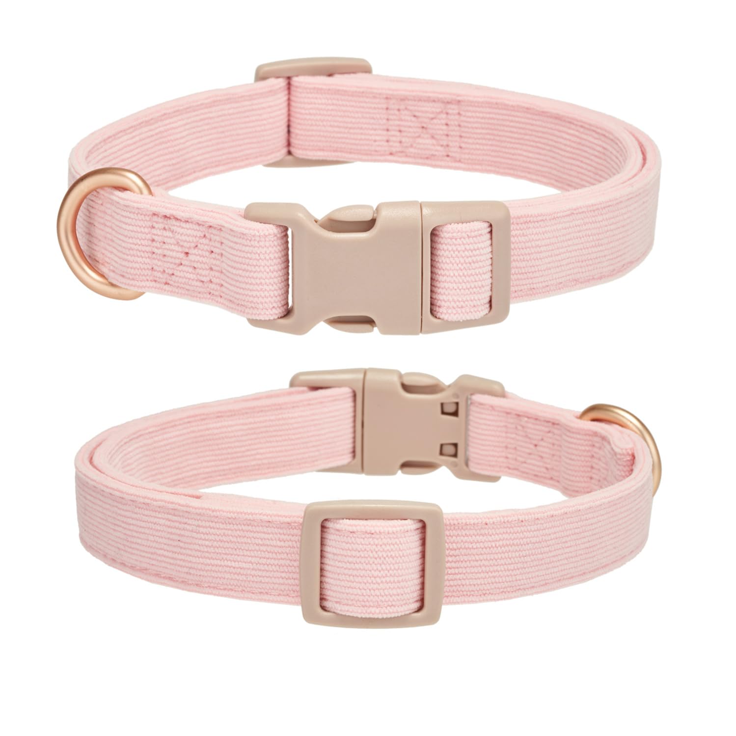 Yudote Soft Cotton Dog Collar Adjustable Corduroy Dog Collars For Small Medium Large Female Dogs(Pink,Large)
