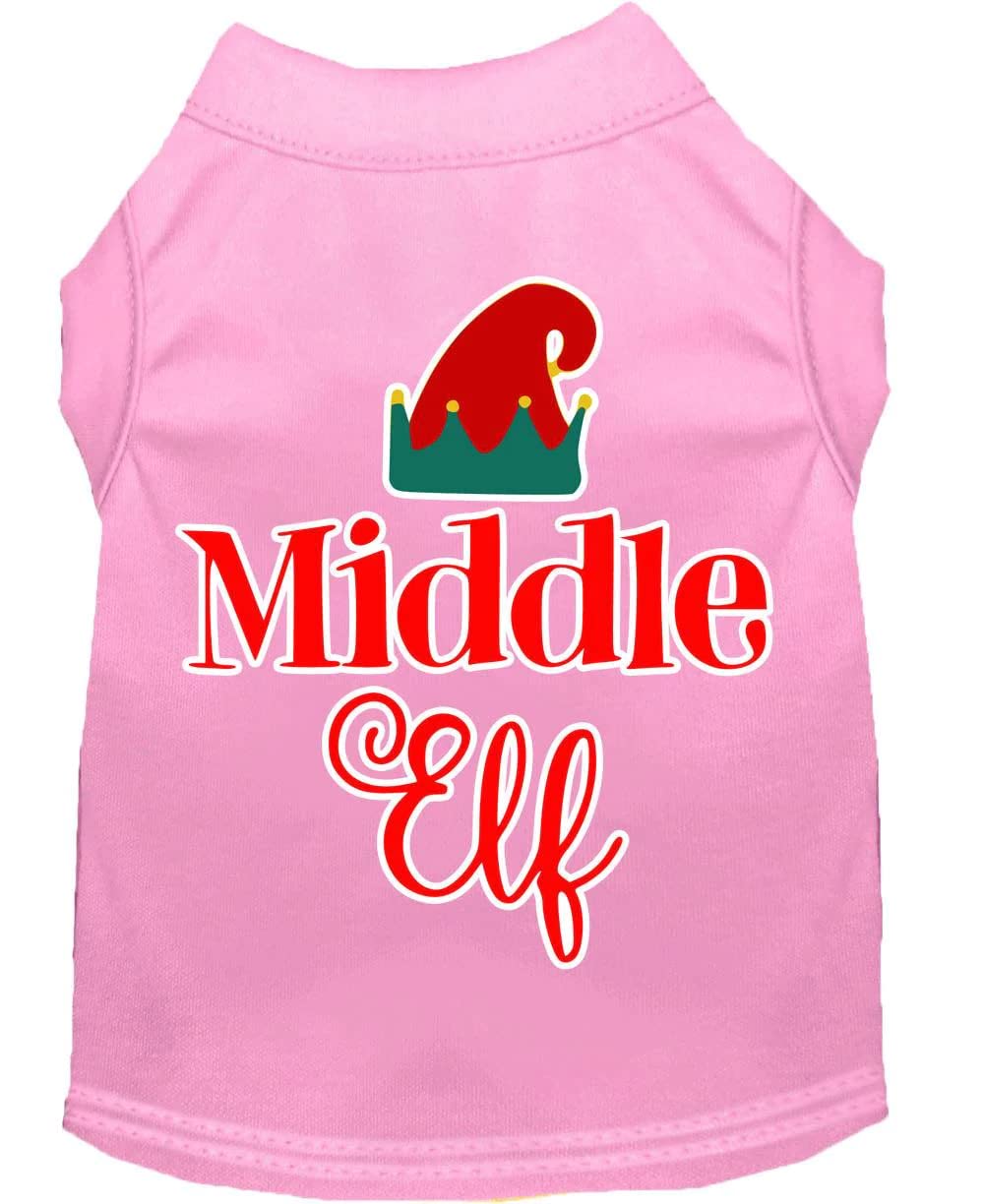 Christmas Pet Dog & Cat Shirt Screen Printed, &quot;Middle Elf&quot; Light Pink LG (10-14 lbs.)
