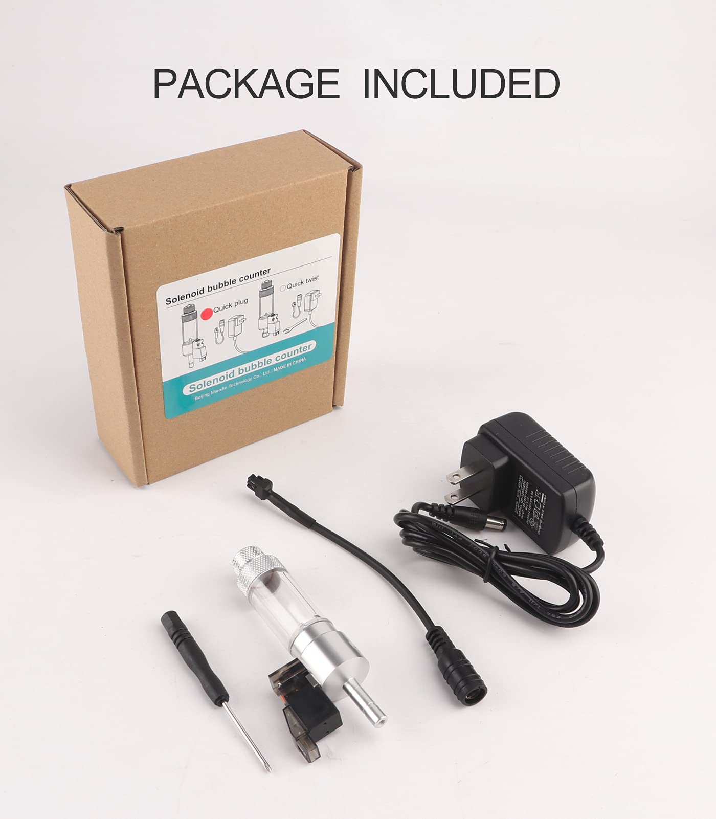 Clscea Co2 Bubble Counter With Solenoid Valve And Check Valve For Co2 Generator Regulator Planted Aquarium Quick-Plug Connection