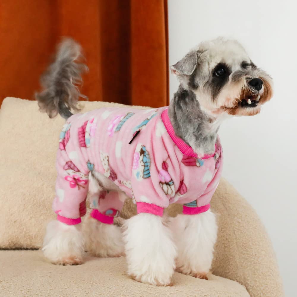 Fitwarm Sweet Cupcake Pet Clothes For Dog Pajamas Pjs Coat Soft Velvet Pink Xl