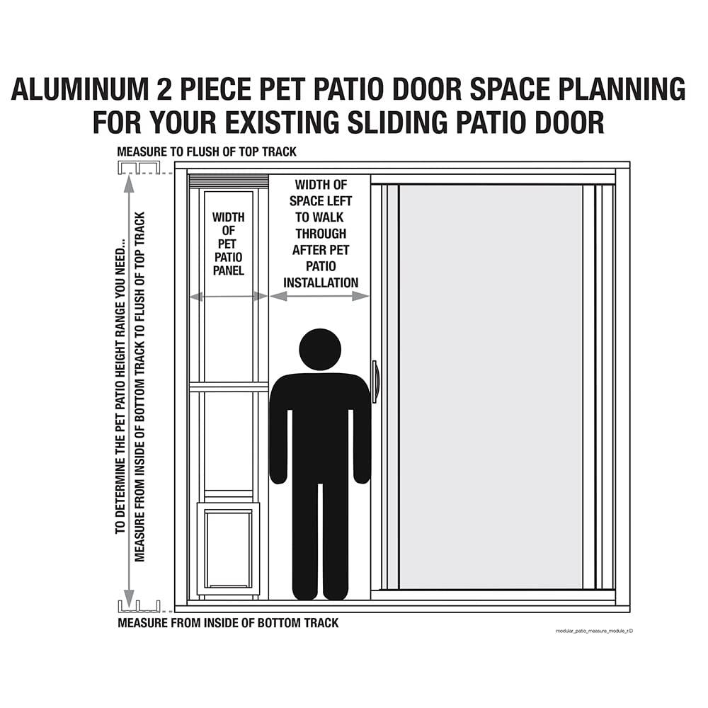Ideal Pet 96    Aluminum 2-Piece Modular Pet Patio Door With Single Pane Glass And Clear Flexible Flap, For Cats Or Dogs, 7'' X