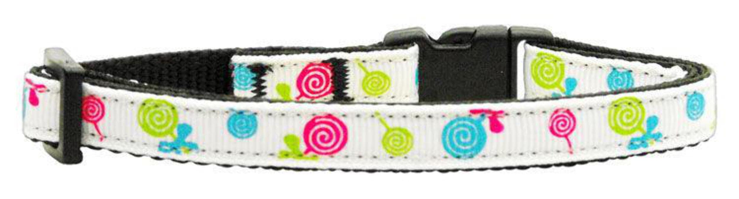 Mirage Pet Products Lollipops Nylon Ribbon Collar for Pets, Large, Bright Pink